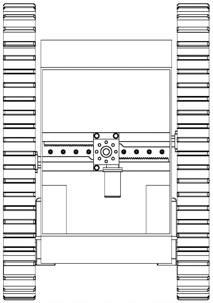 The mobile platform and the robot with the width adjustable by the rack and pinion