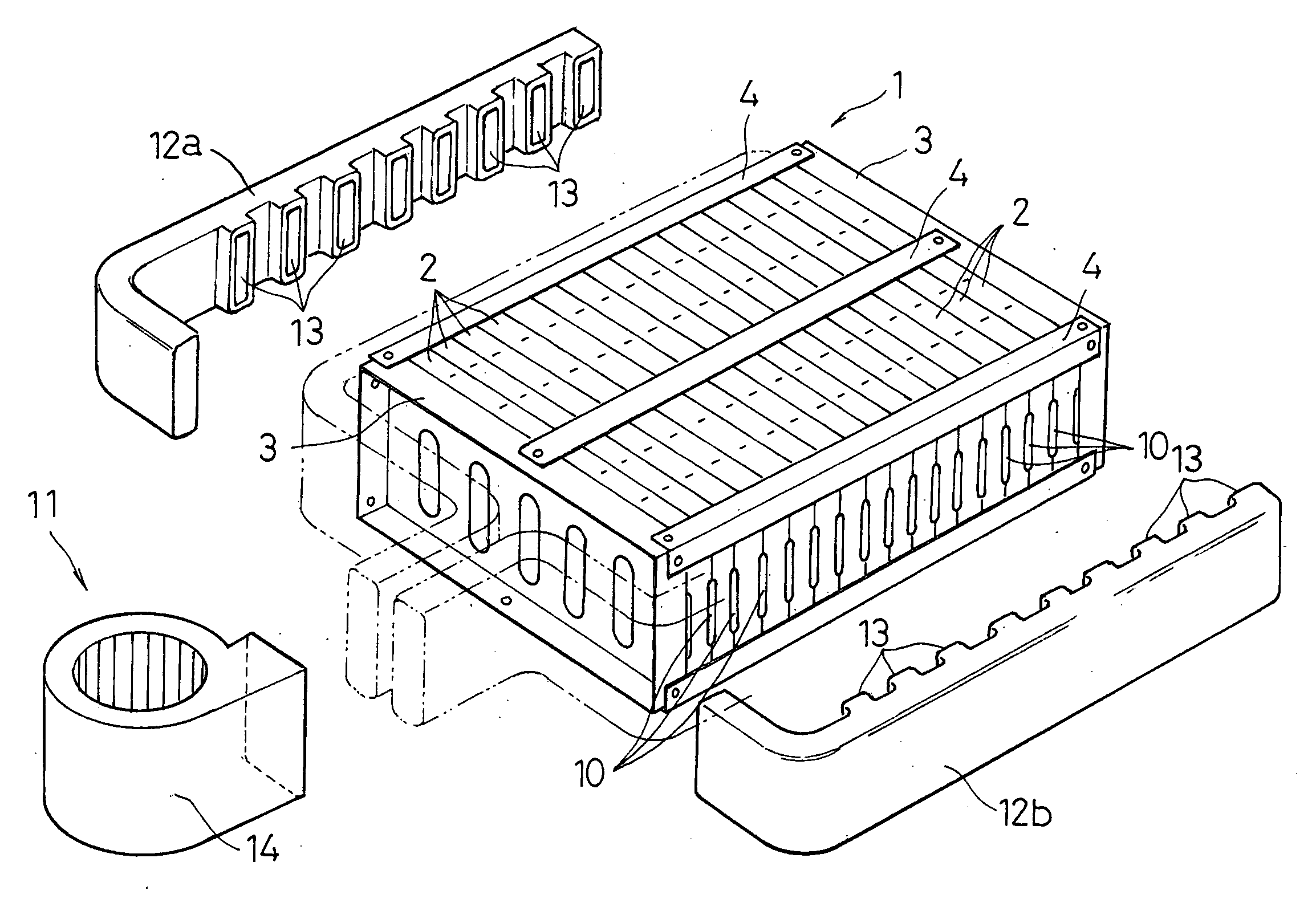Cooling device for a battery pack and rechargeable battery