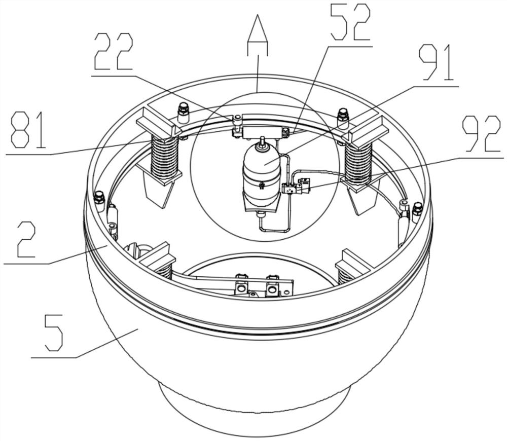 A connection and release device and release method for deep-sea escape cabin