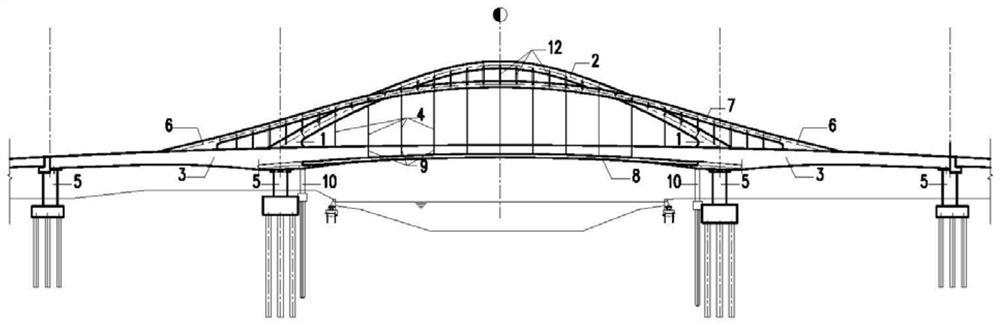 Multi-combination system arch bridge and construction method thereof