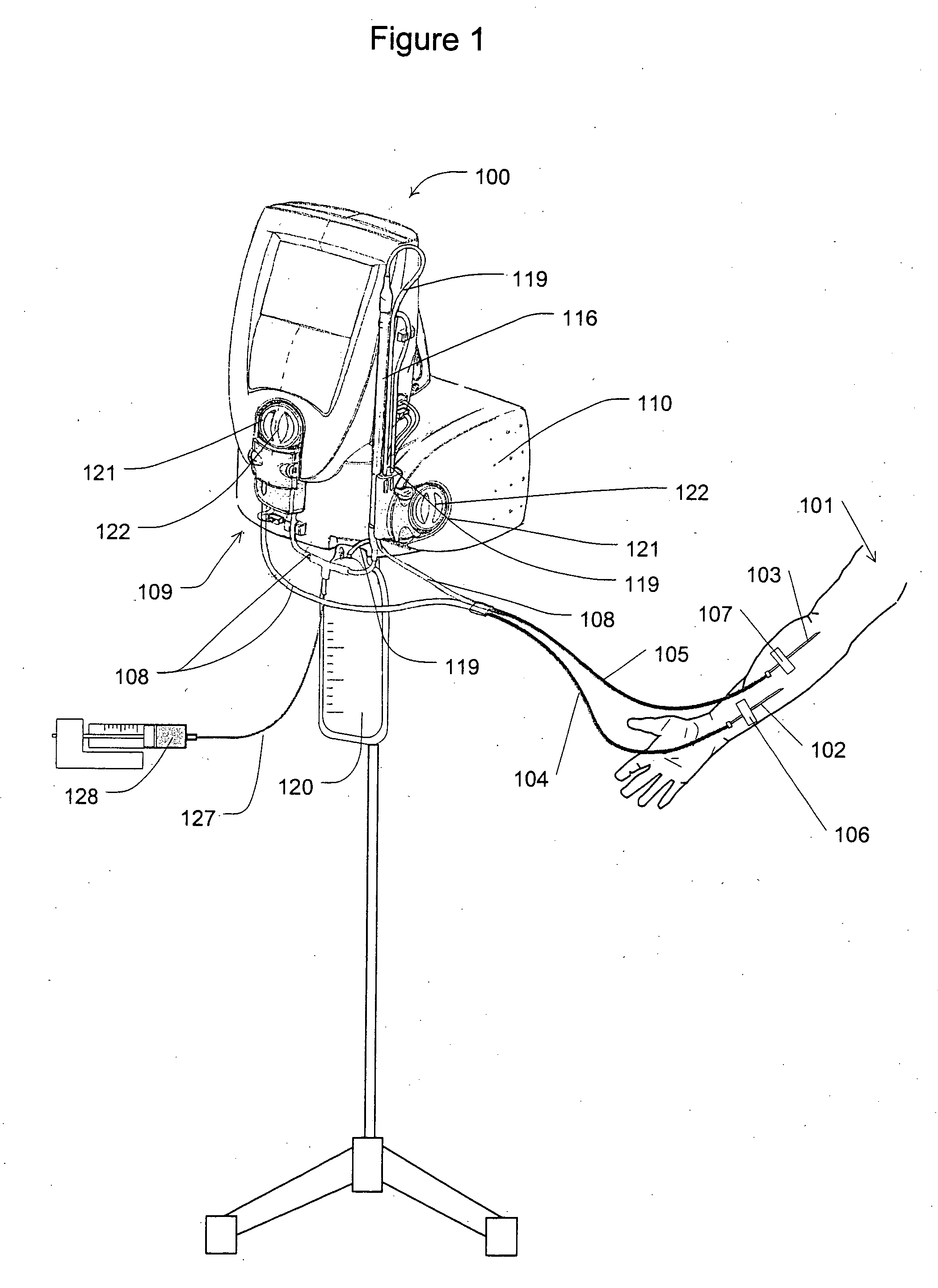 Blood pump having a disposable blood filter with integrated pressure sensors