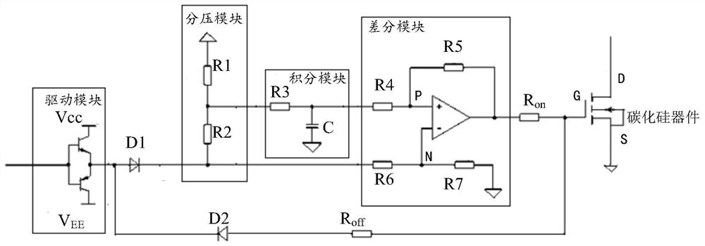 Gate drive circuit and drive method of silicon carbide device