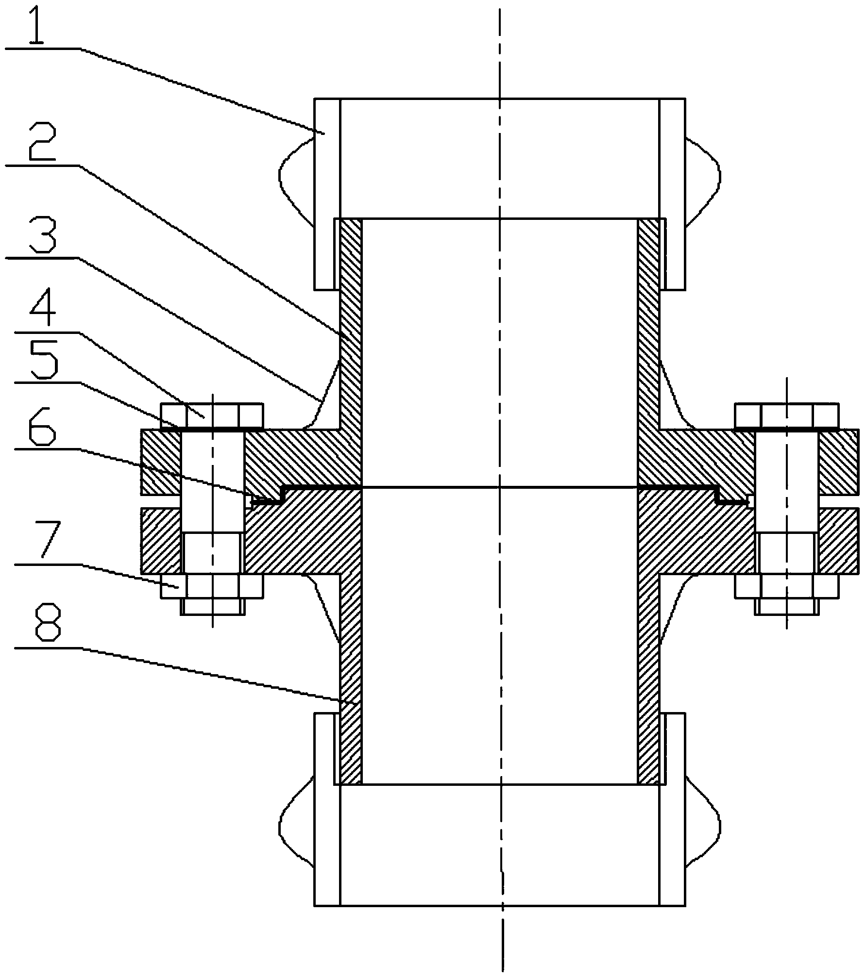 Novel pipeline connecting pressure-resisting flange and application