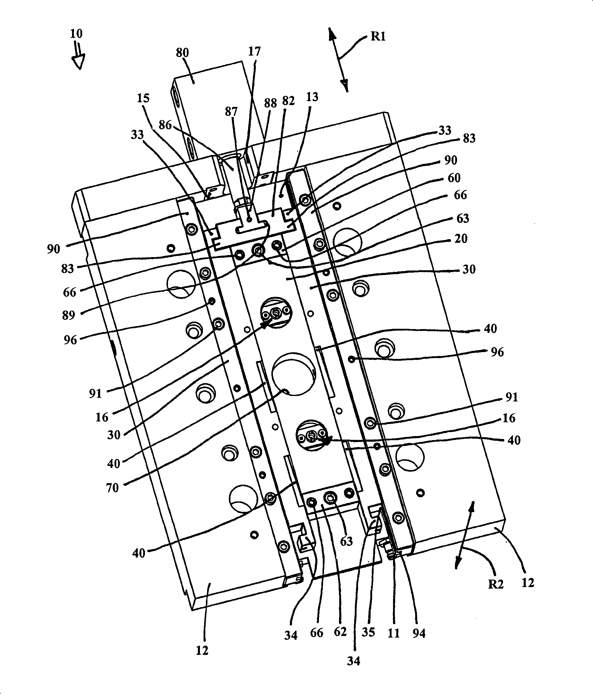 Operating device for shut-off needles in injection-moulding devices with needle valve nozzles
