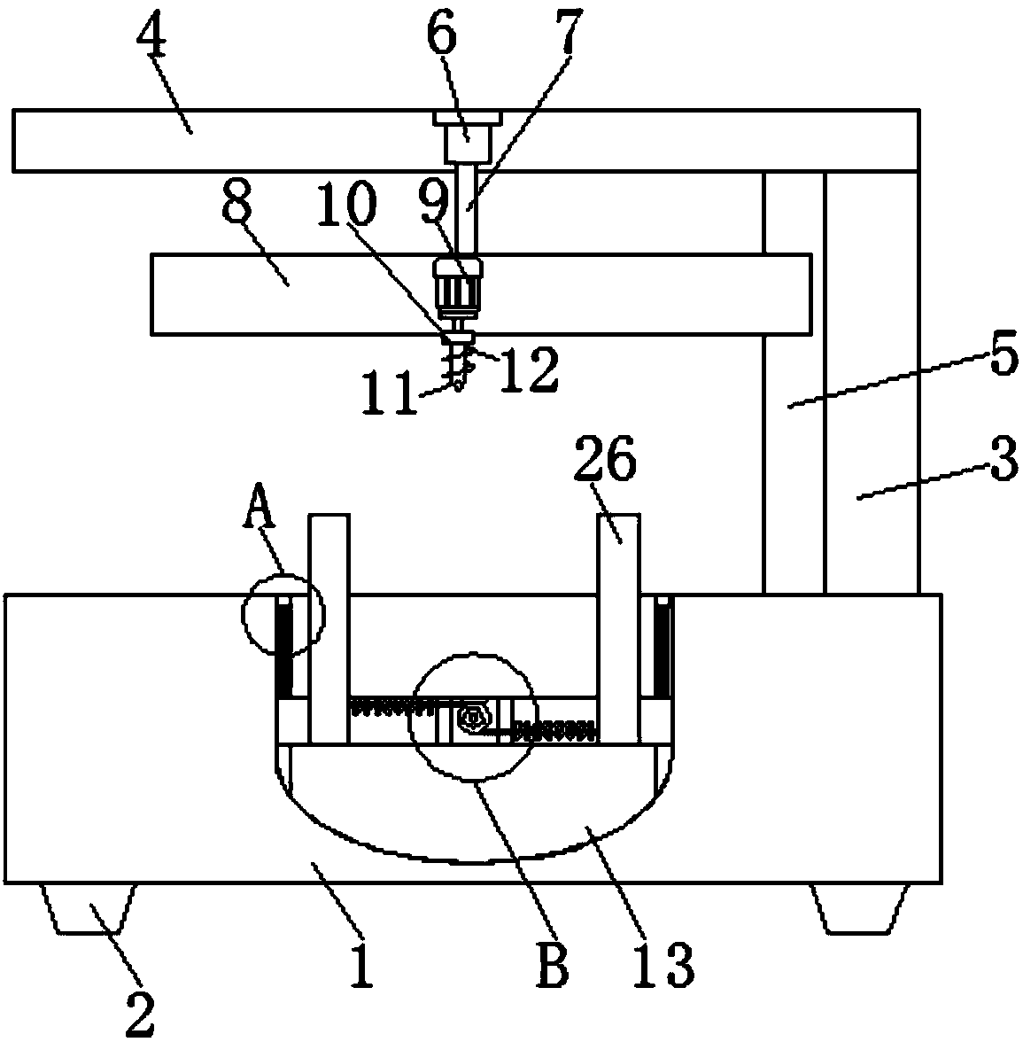 Aluminium alloy hub machining device capable of reducing loss effectively