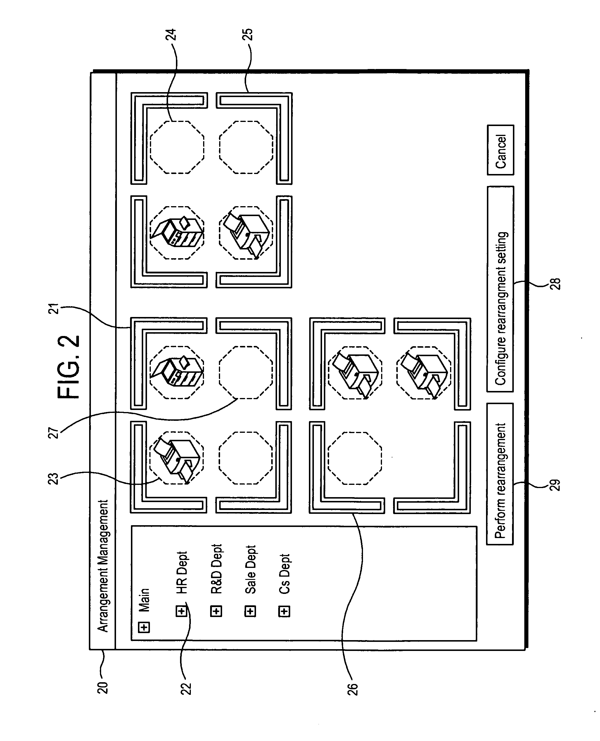 Host apparatus connected to image forming apparatuses and rearrangement setting method thereof