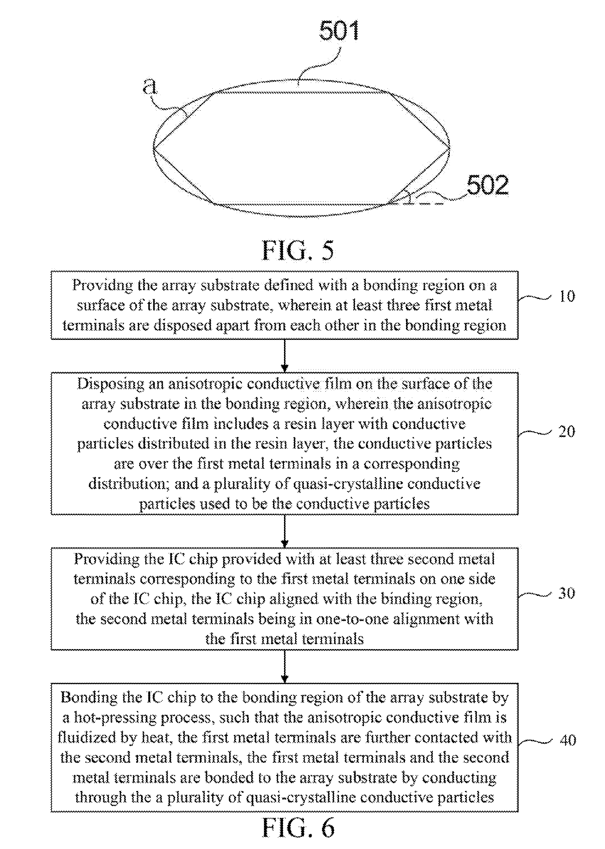 Display device and method for bonding array substrate and IC chip