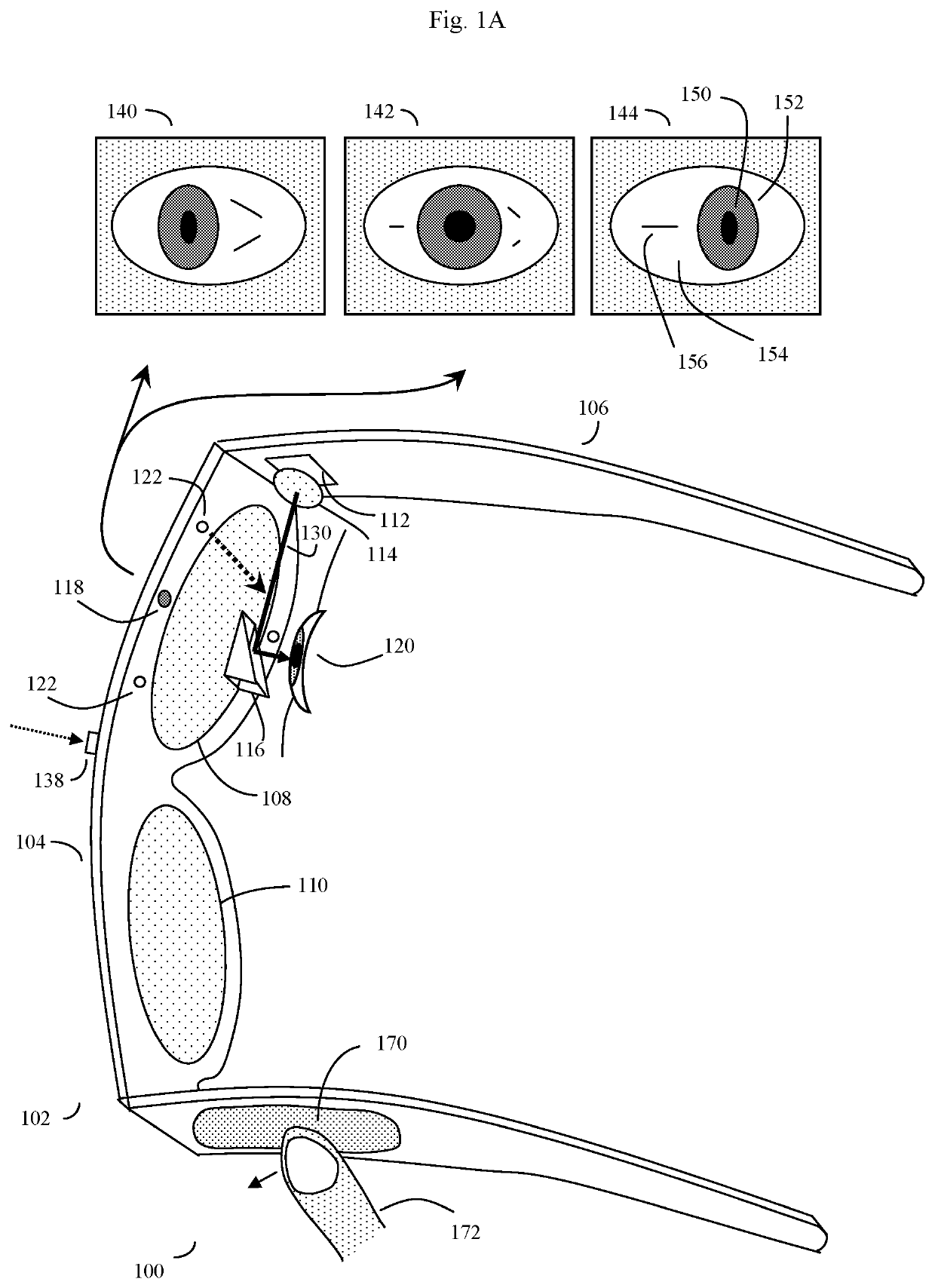 Unitized eye-tracking wireless eyeglasses system