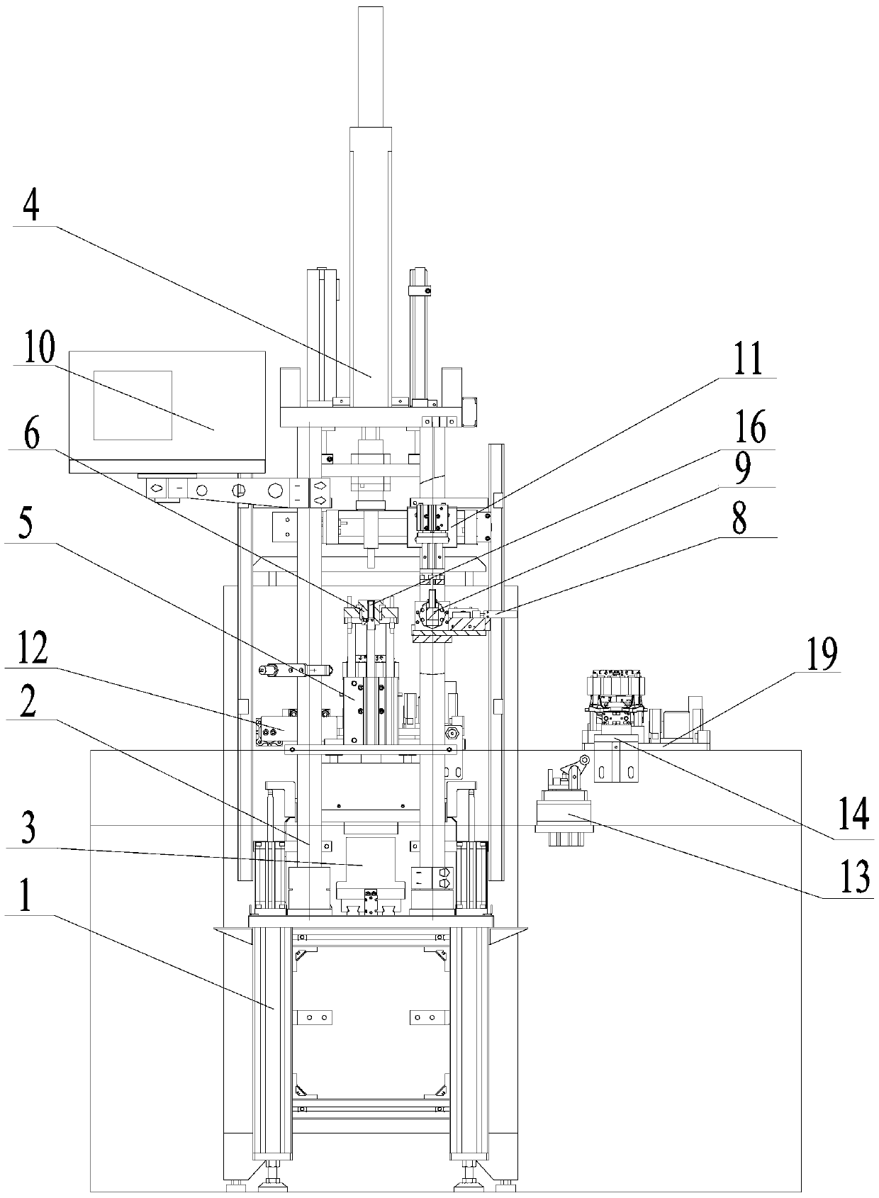 A compressor online oil suction pipe cold press assembly device