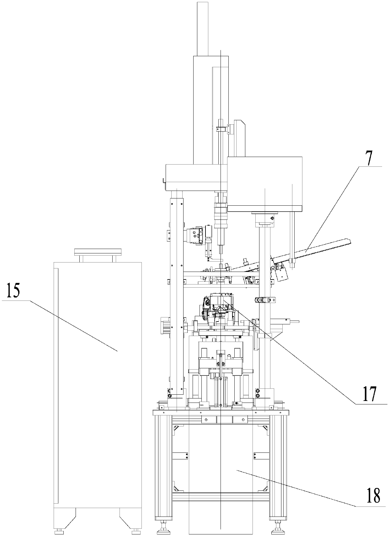 A compressor online oil suction pipe cold press assembly device