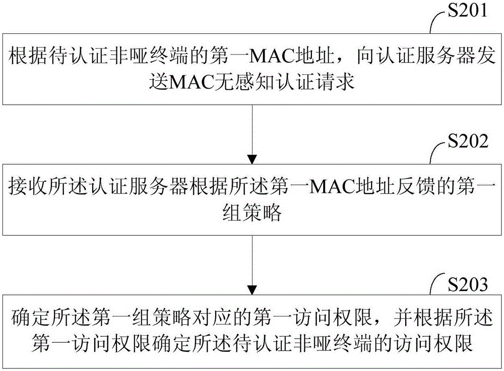 Terminal access authentication method and device