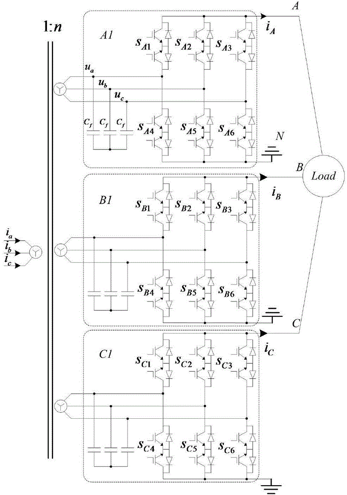 In-phase laminated carrier wave modulation method for multi-module matrix converter
