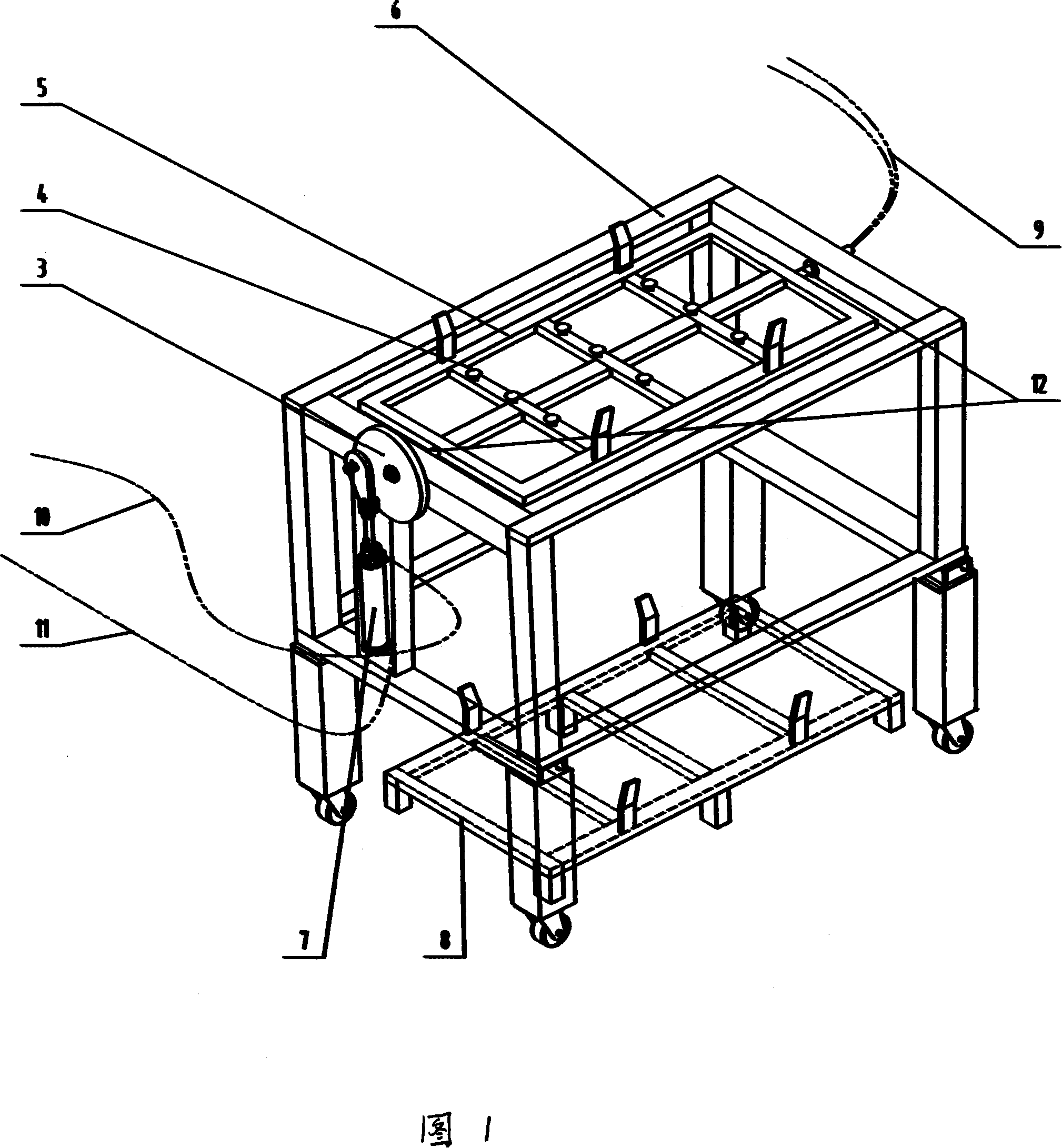 Blanking turn-over device of vehicle cladding element punching product line and method thereof