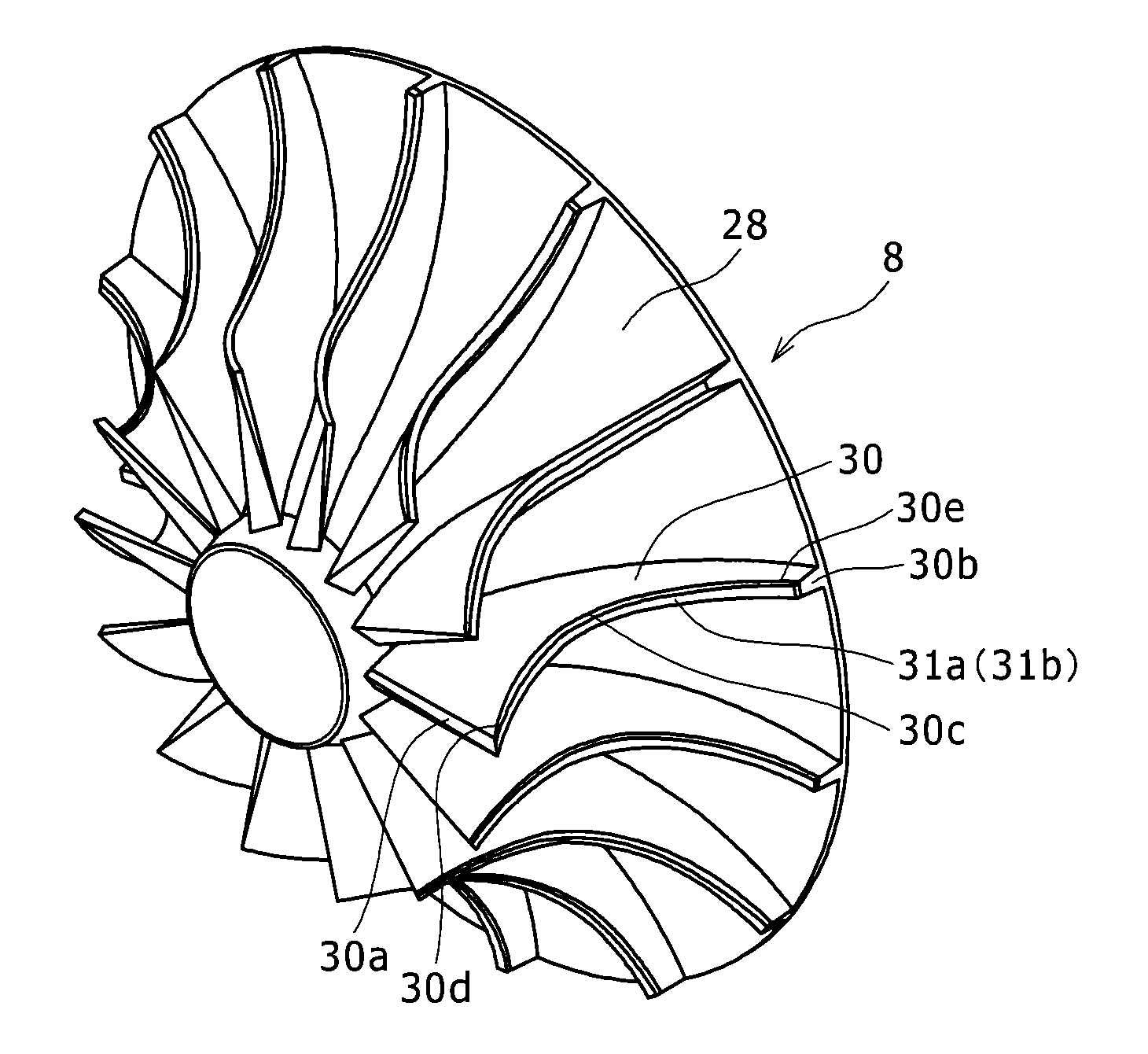 Rotary machine, blade wheel used in rotary machine, and blade wheel manufacturing method