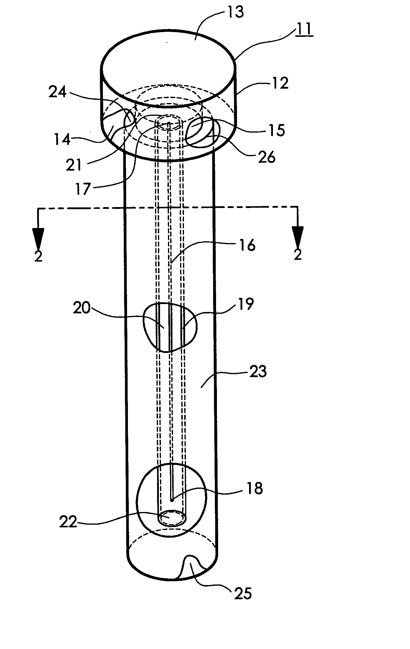 Sensing device for measuring volume, position, or mass of matter