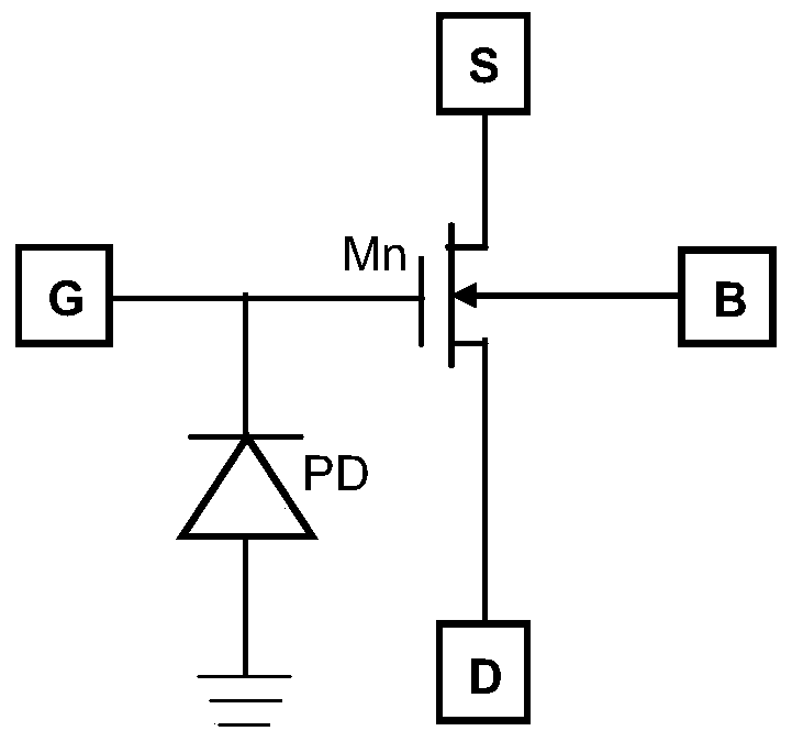 A protection circuit and protection method for a reliability test structure of a semiconductor device