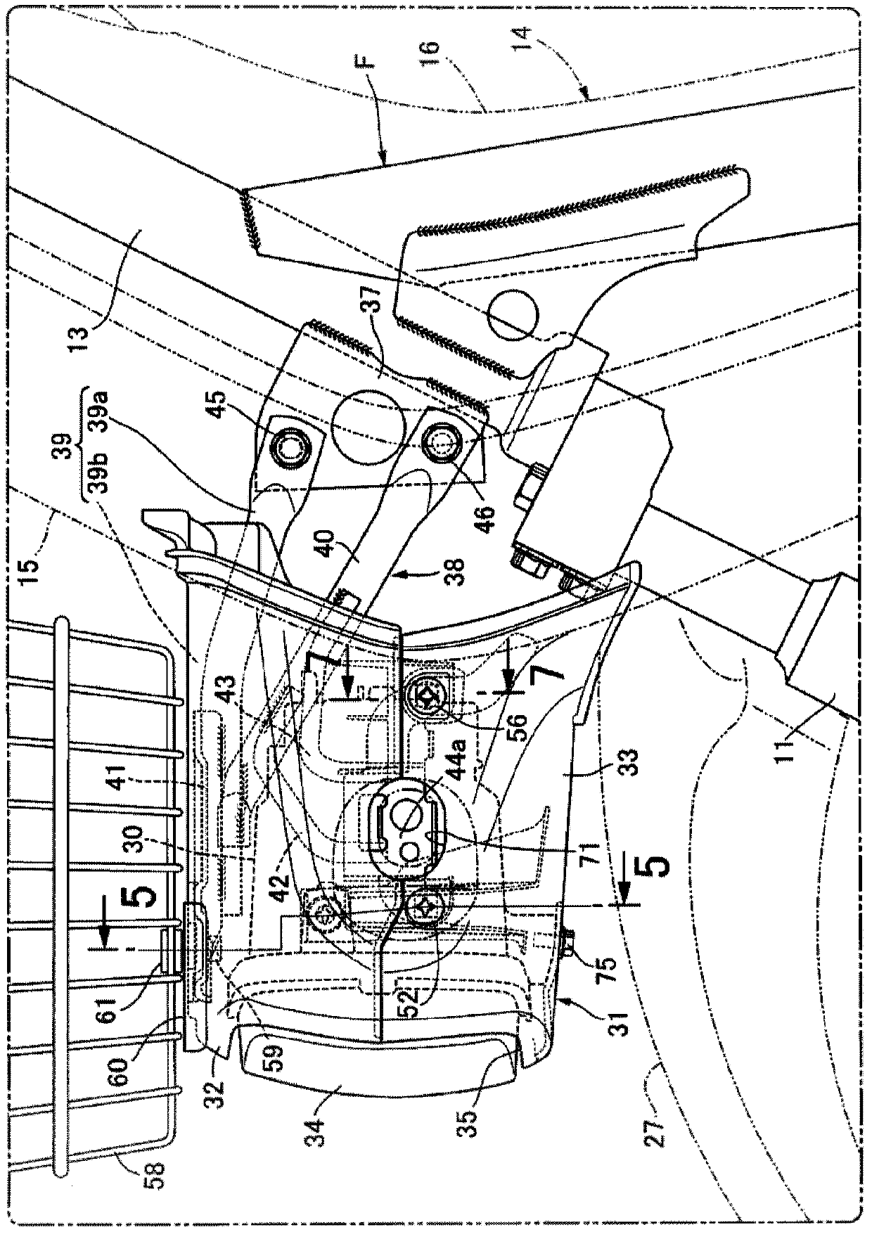 Headlamp Support Structure in Saddleback Vehicles