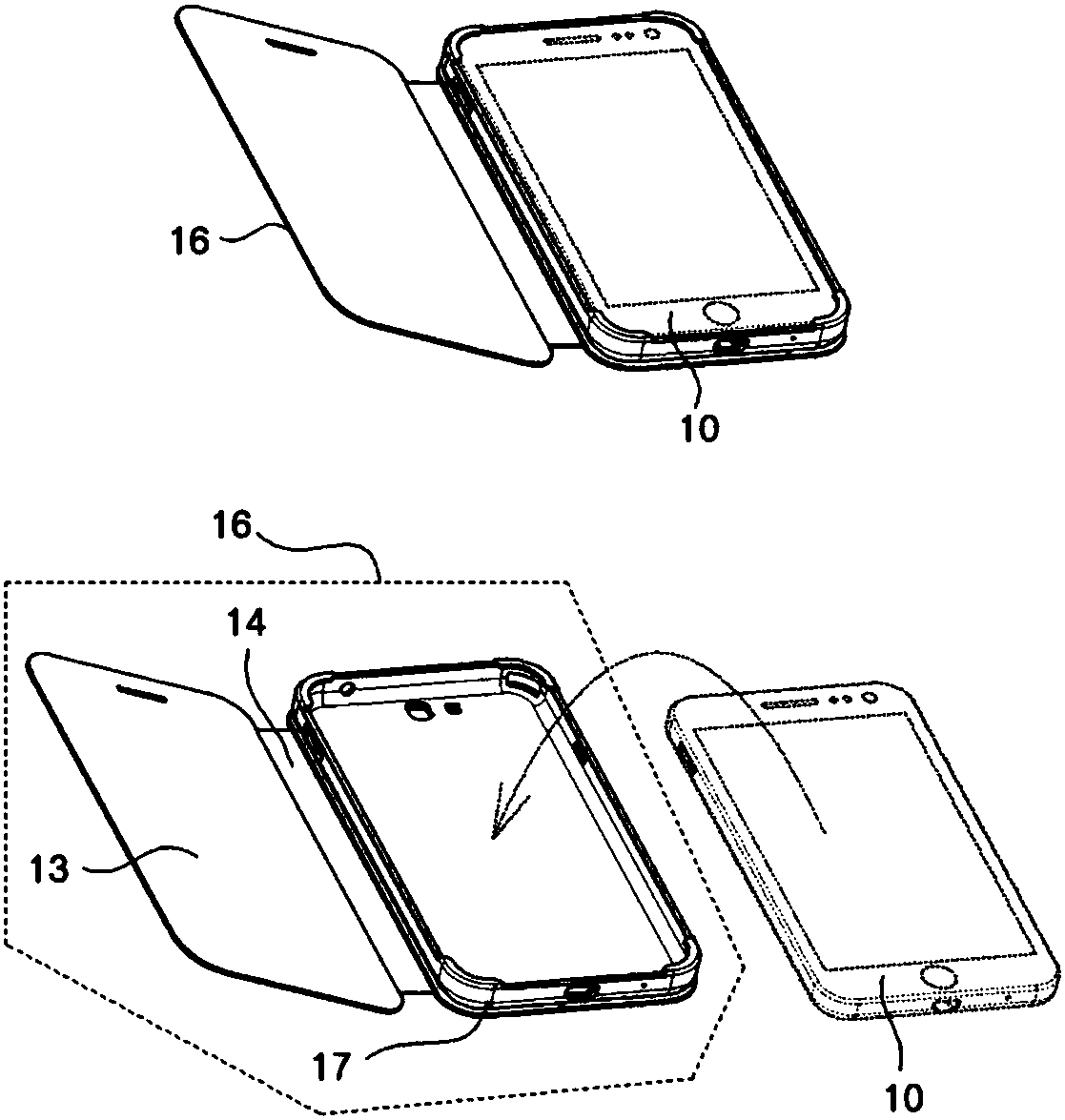 Improved protective case for out-folding image display device provided with flexible display device, and protective case application method