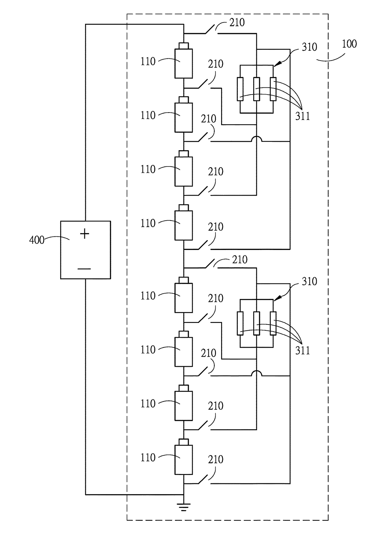Battery charge-discharge balancing circuit assembly