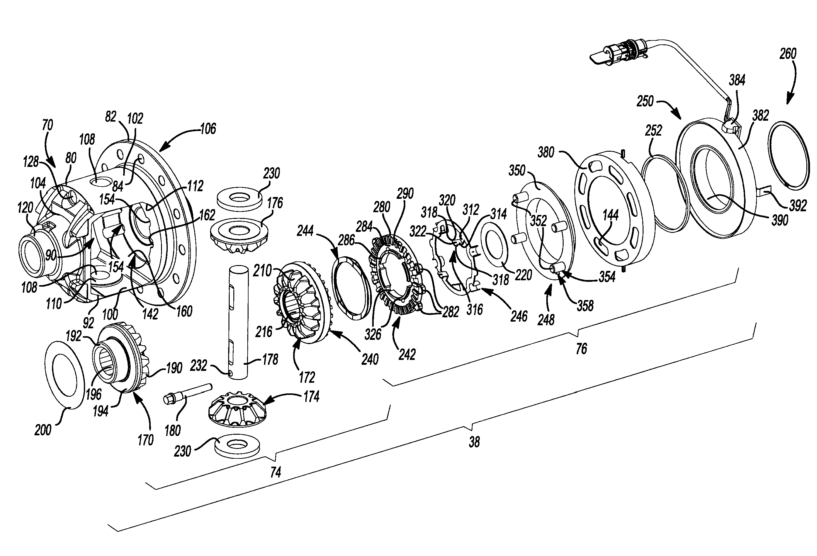 Electronic locking differential with direct locking state detection system
