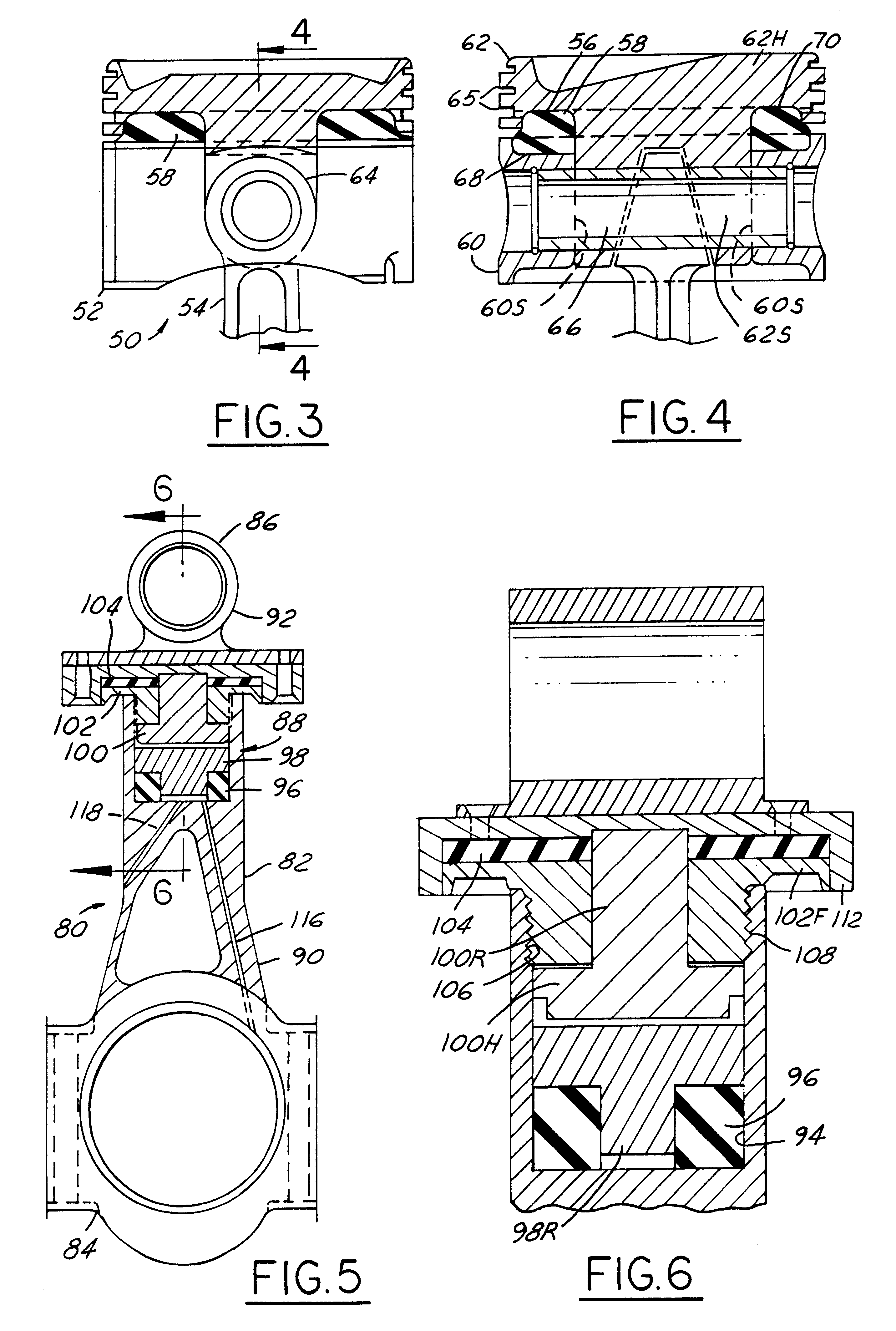 Variable compression ratio pistons and connecting rods