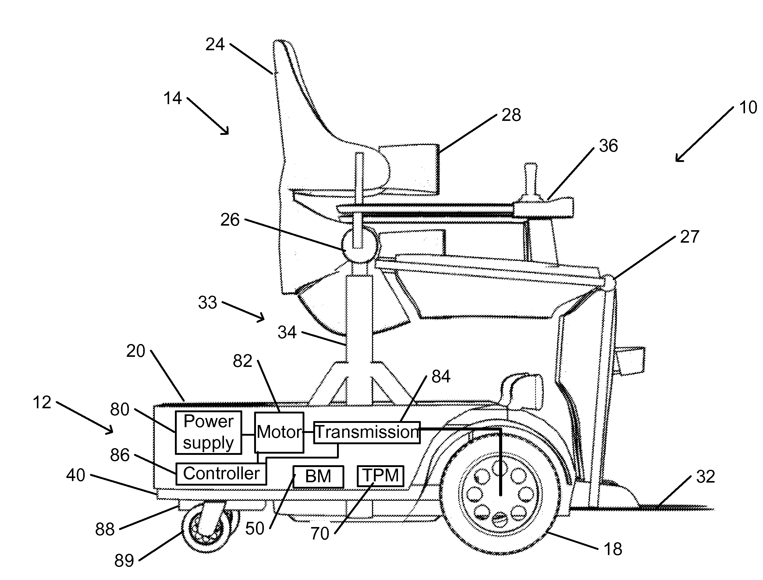 Standing wheelchair