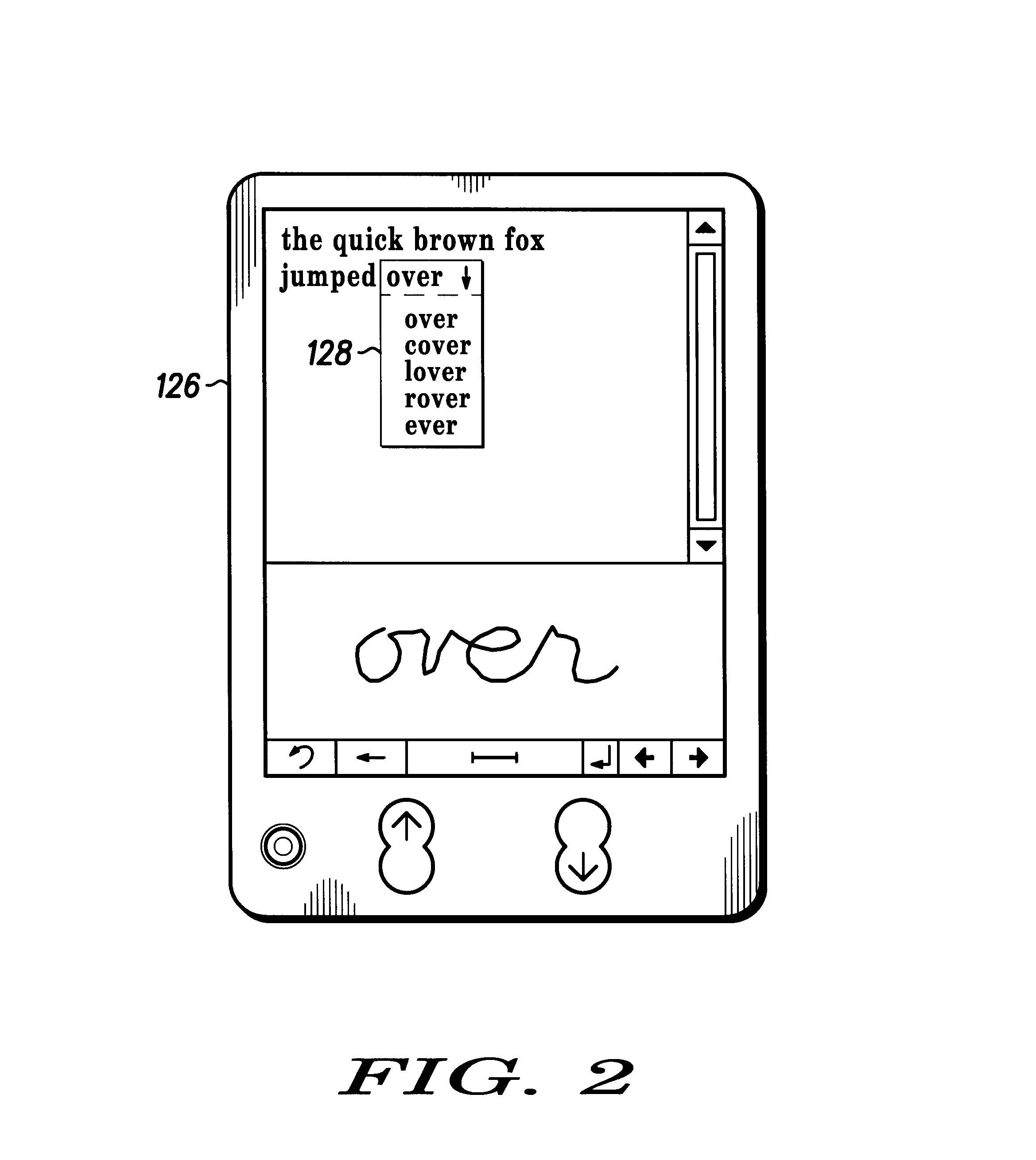 Automatically scrolling handwritten input user interface for personal digital assistants and the like