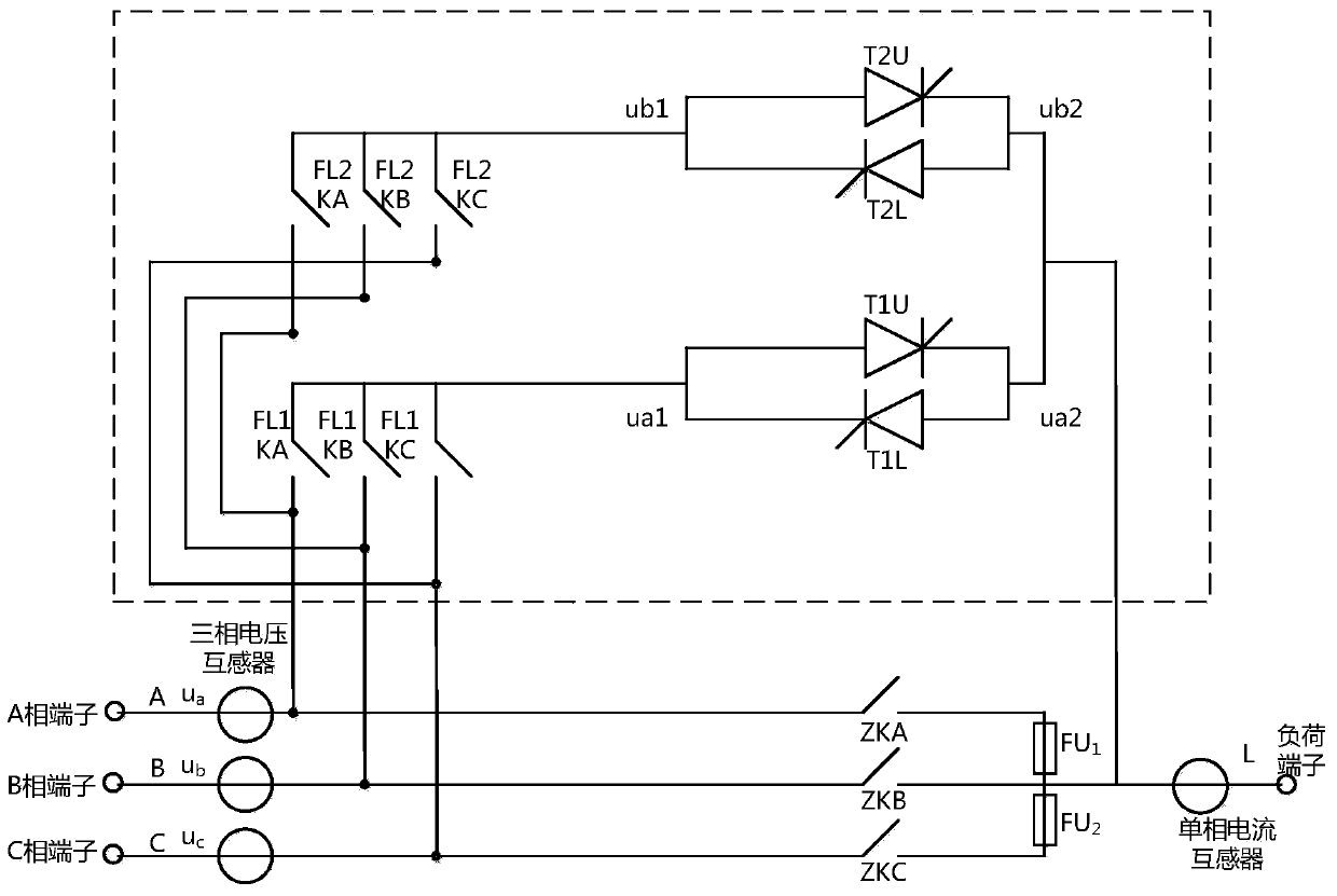 A low-voltage load parallel online automatic phase change device and its operating method