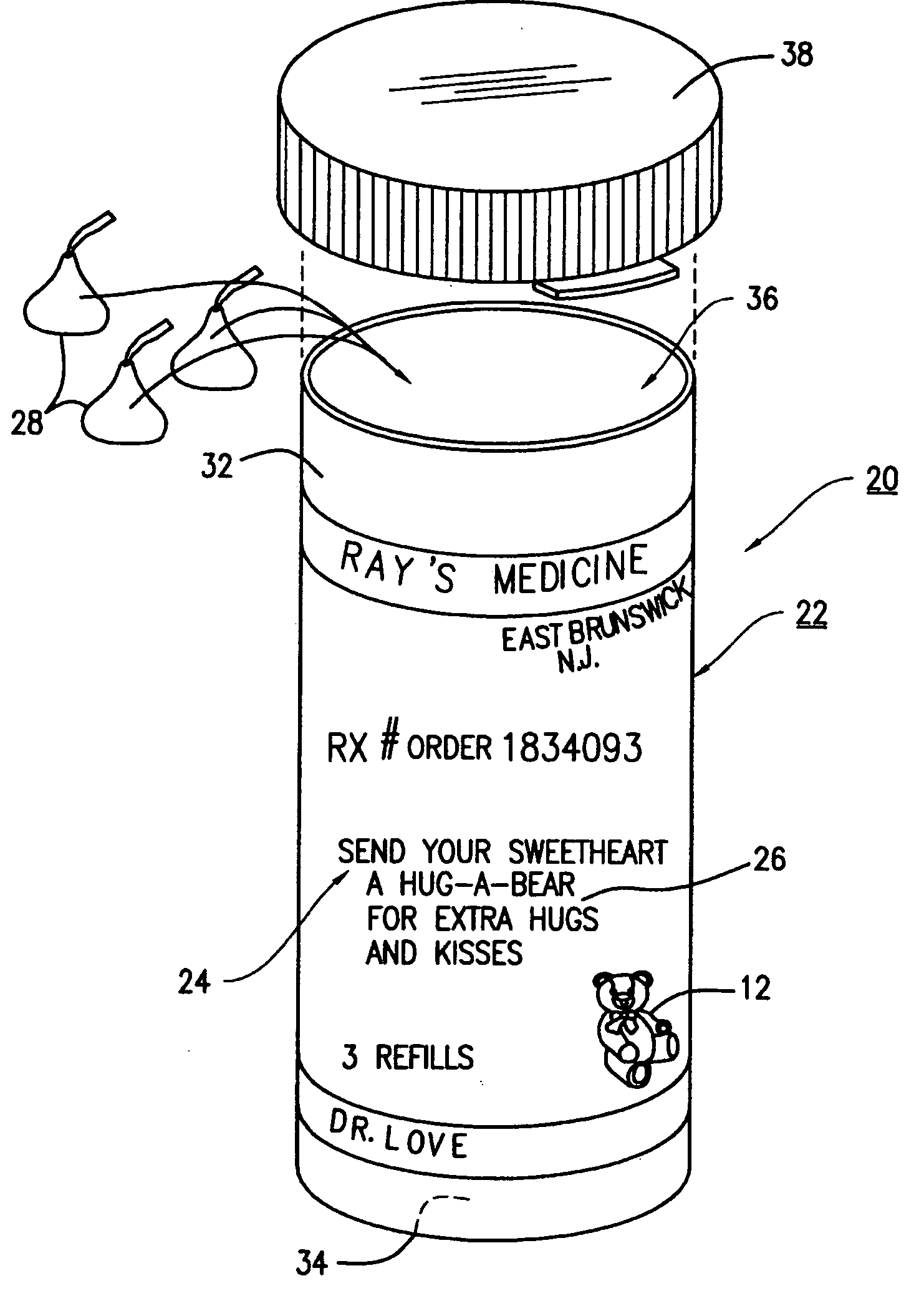 System for processing a prescription bottle containing a customized promotional message or greeting card message and method thereof