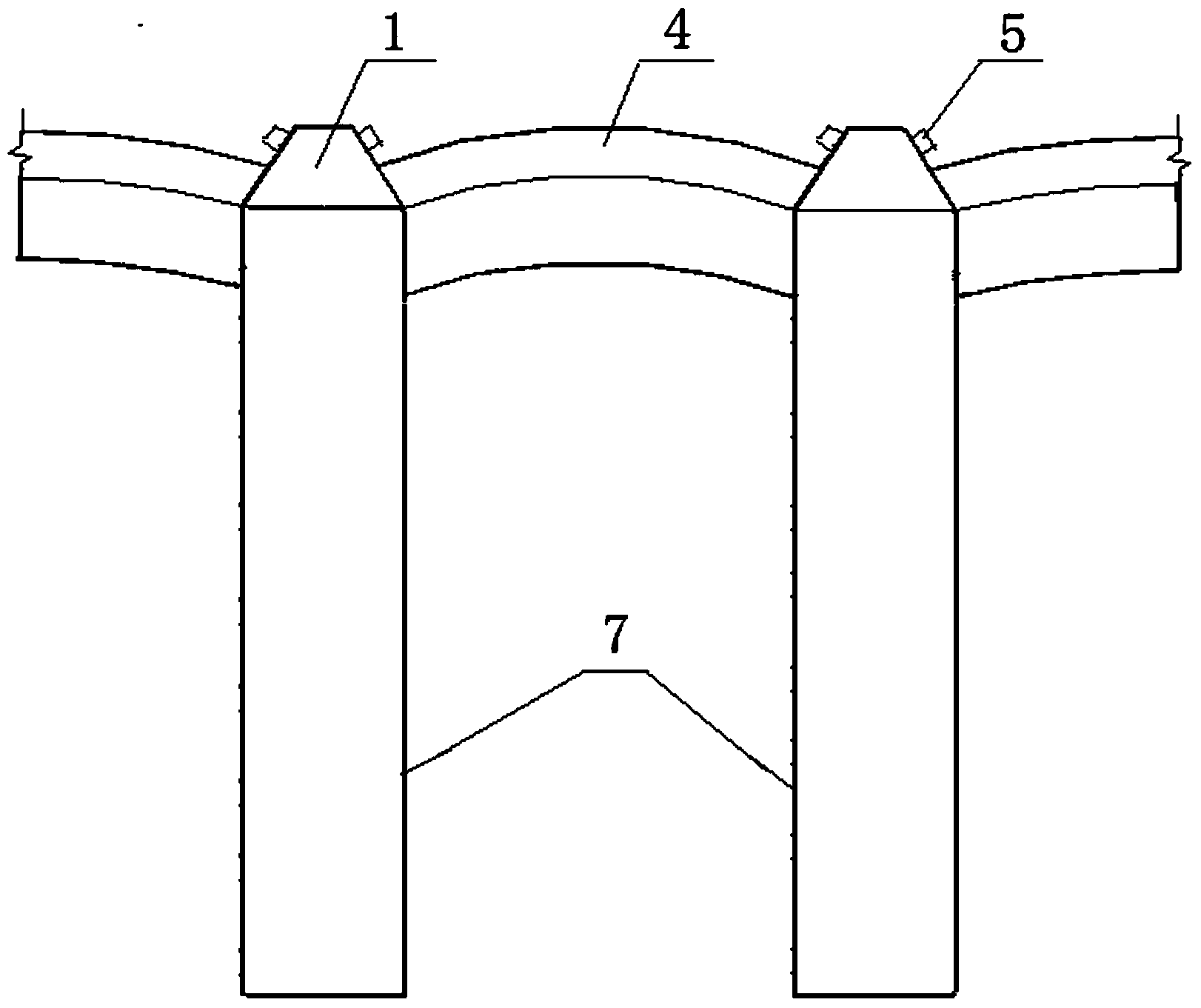 Anti-slide pile of jointed arch structure