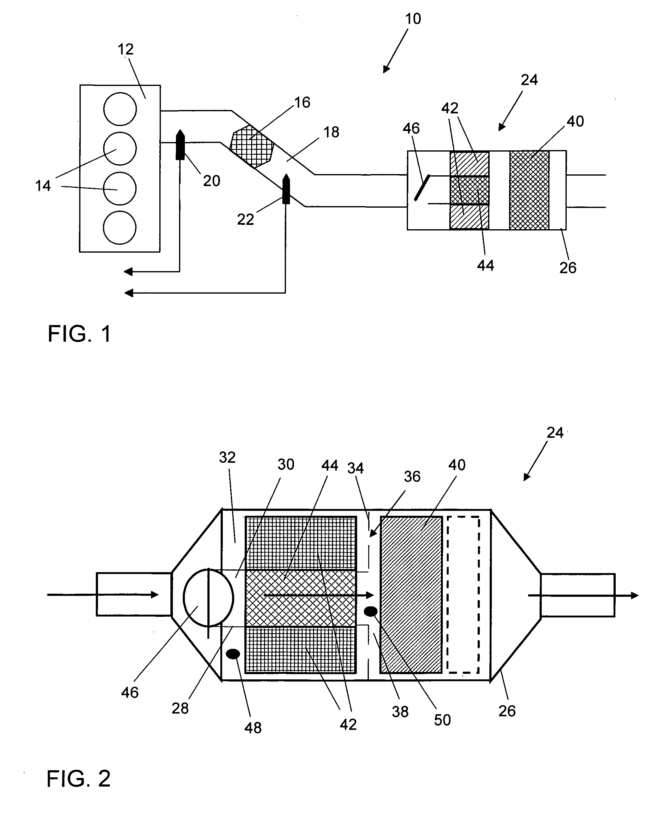 Exhaust system with HC adsorber and parallel exhaust-gas catalytic converter, and vehicle having an exhaust system of said type