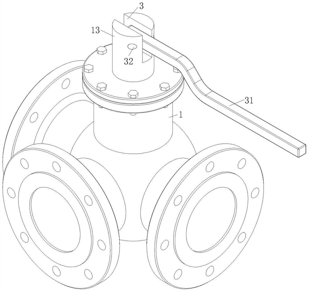 A three-way ball valve