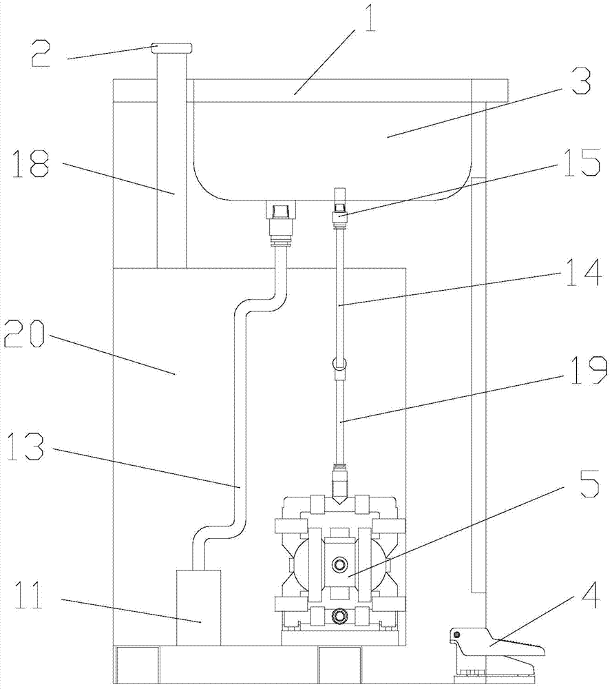 Pneumatic eye bath used for dangerous environment of petroleum drilling