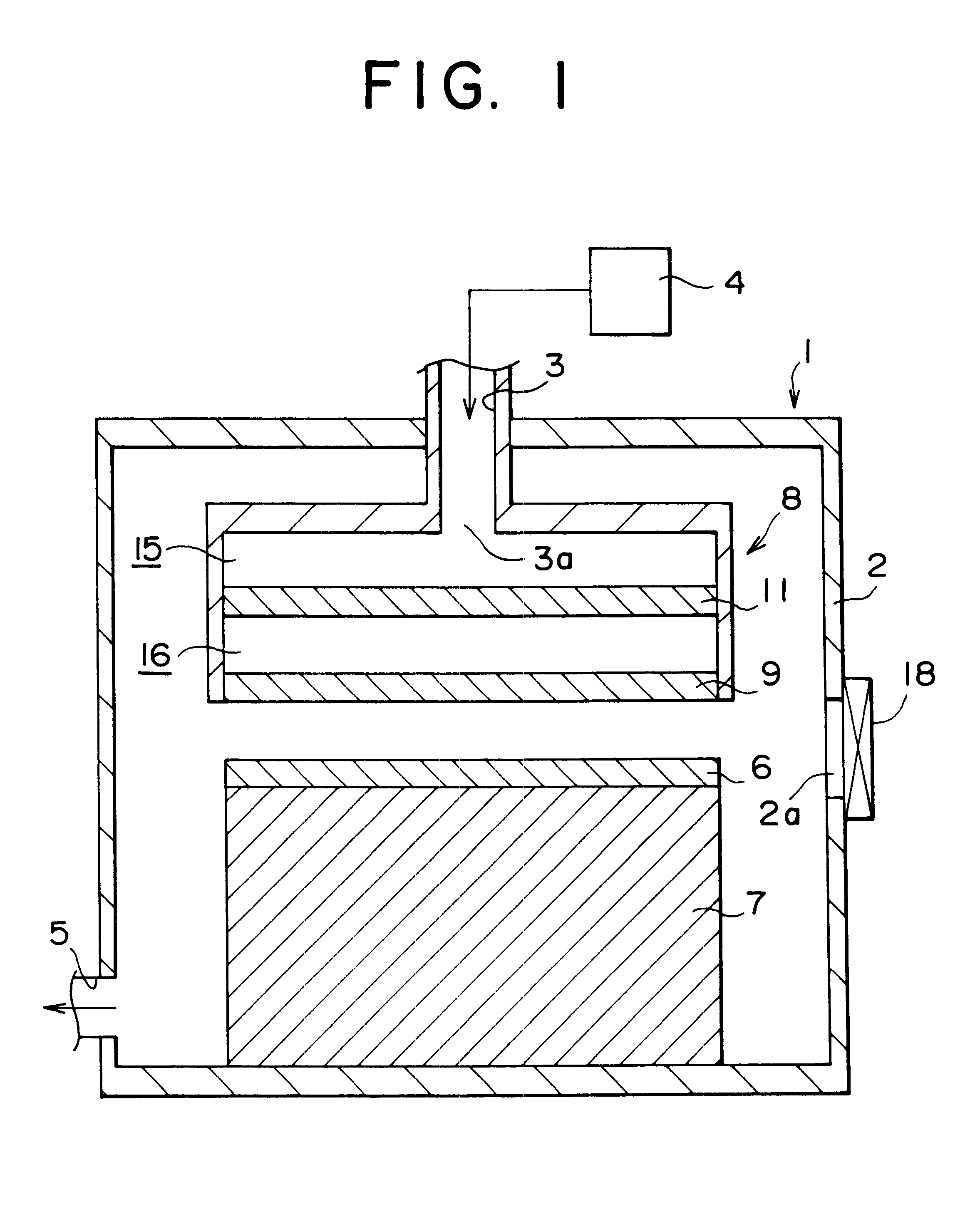 Gas processing apparatus baffle member, and gas processing method