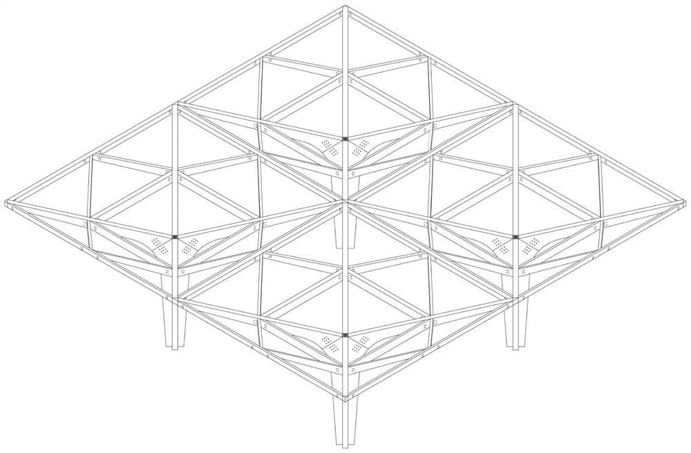 Extensible tree-shaped modular wood structure unit