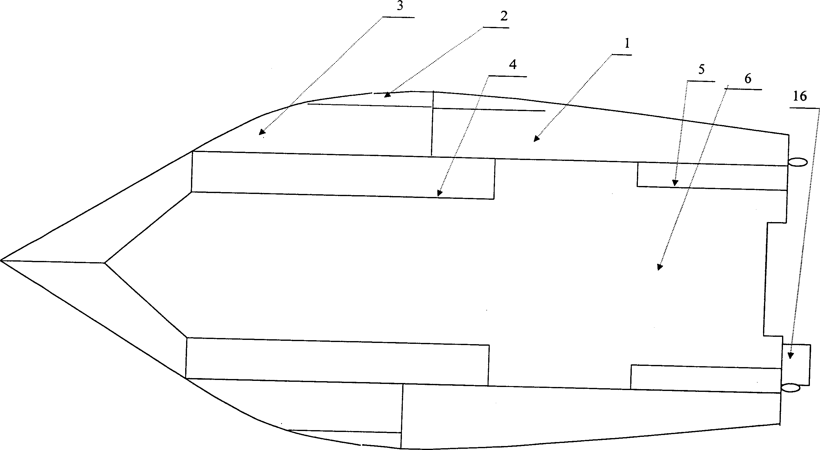 V-type profile double semi-float slide plate added motorboat