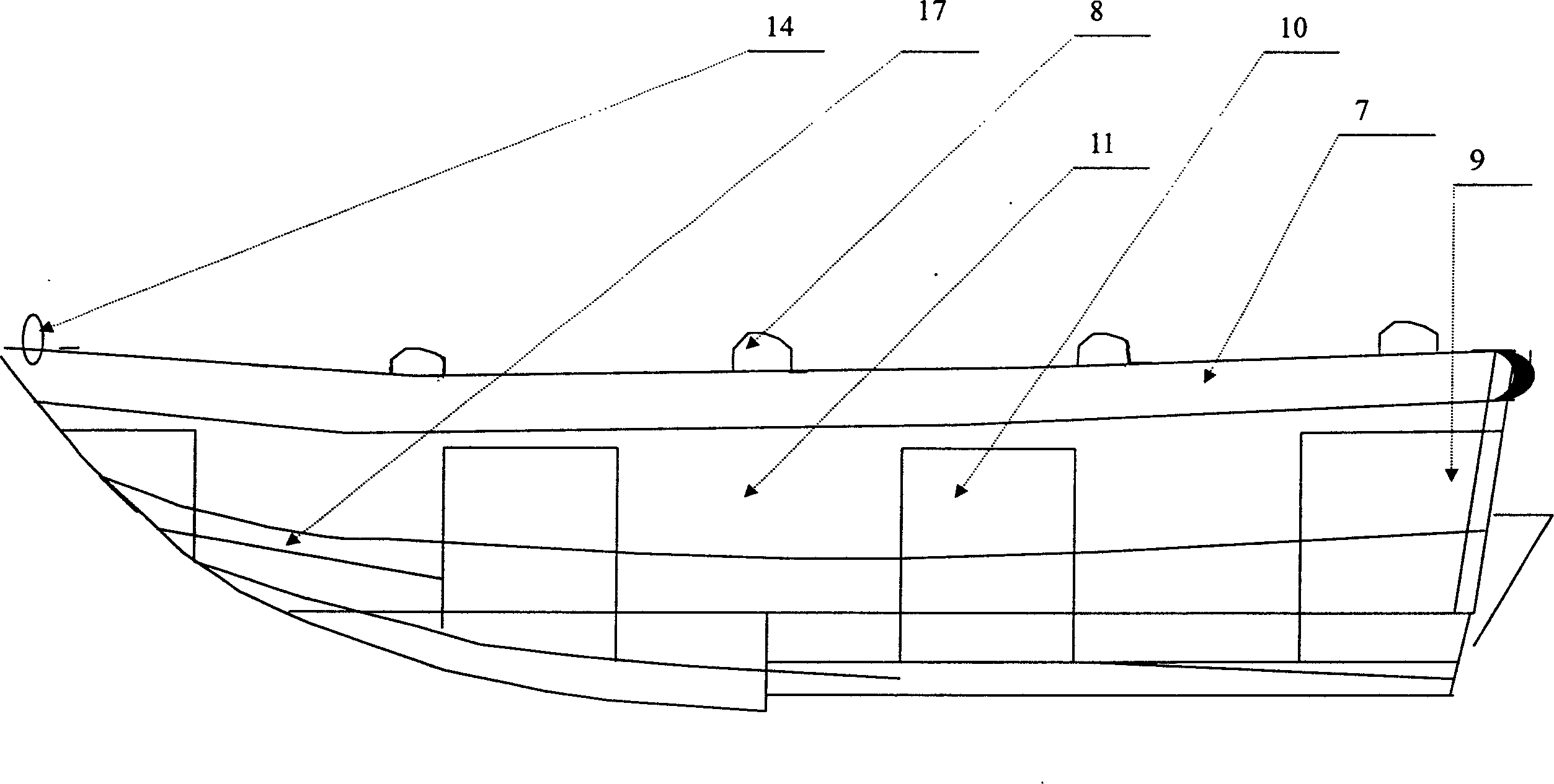 V-type profile double semi-float slide plate added motorboat