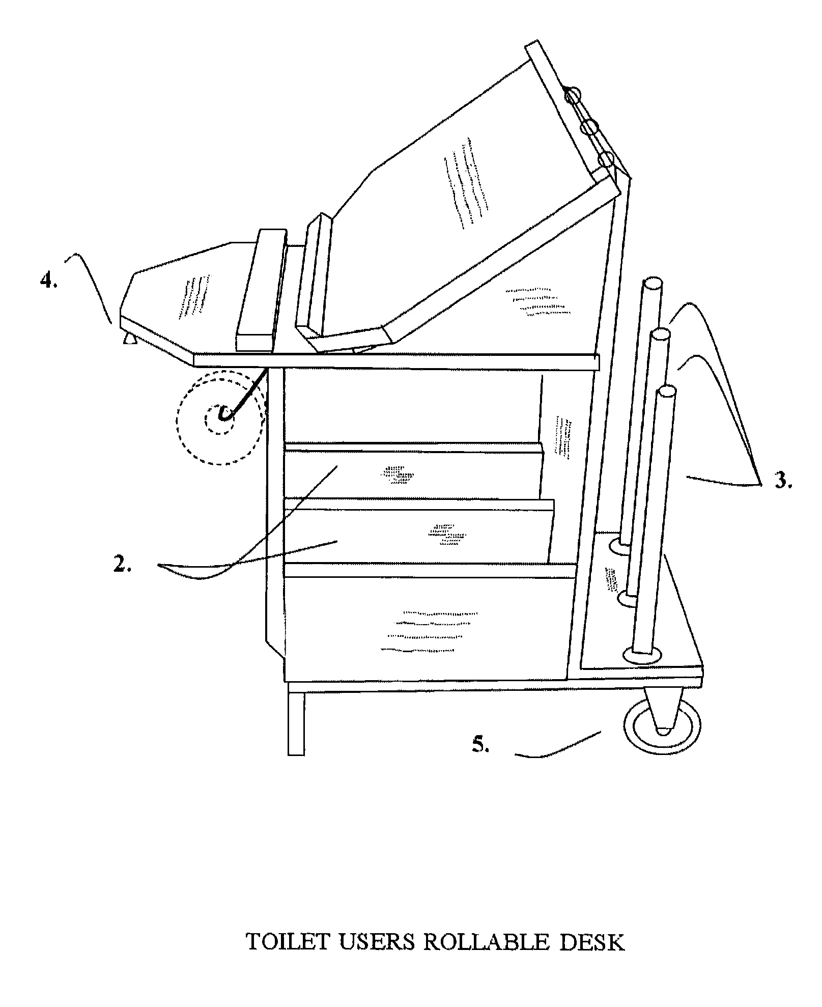 Toilet users rollable desk