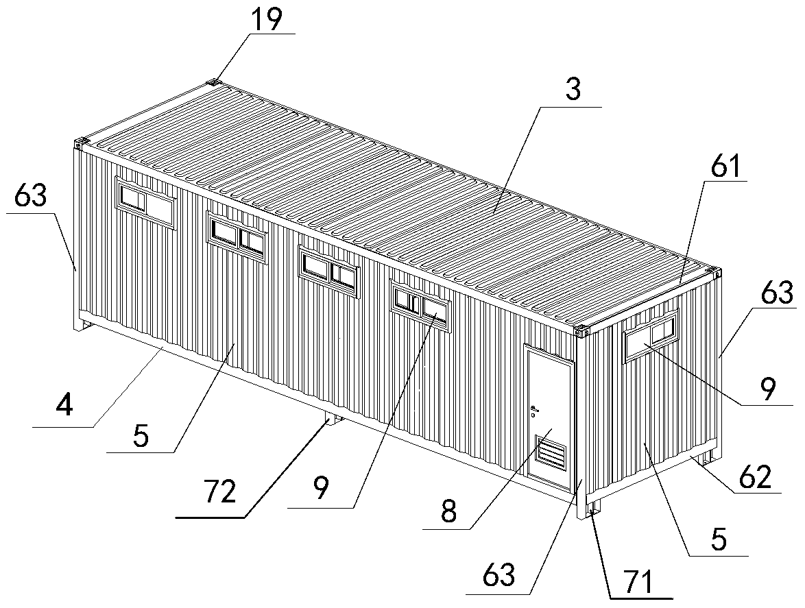 Container shower room module and construction method thereof