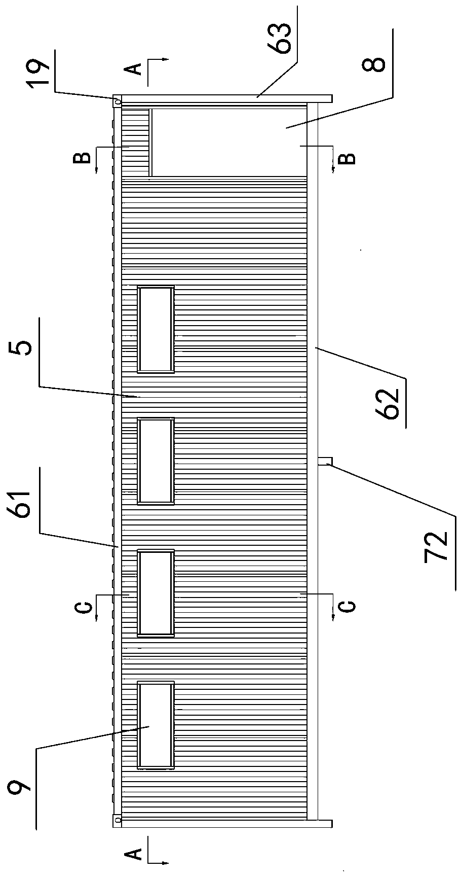 Container shower room module and construction method thereof