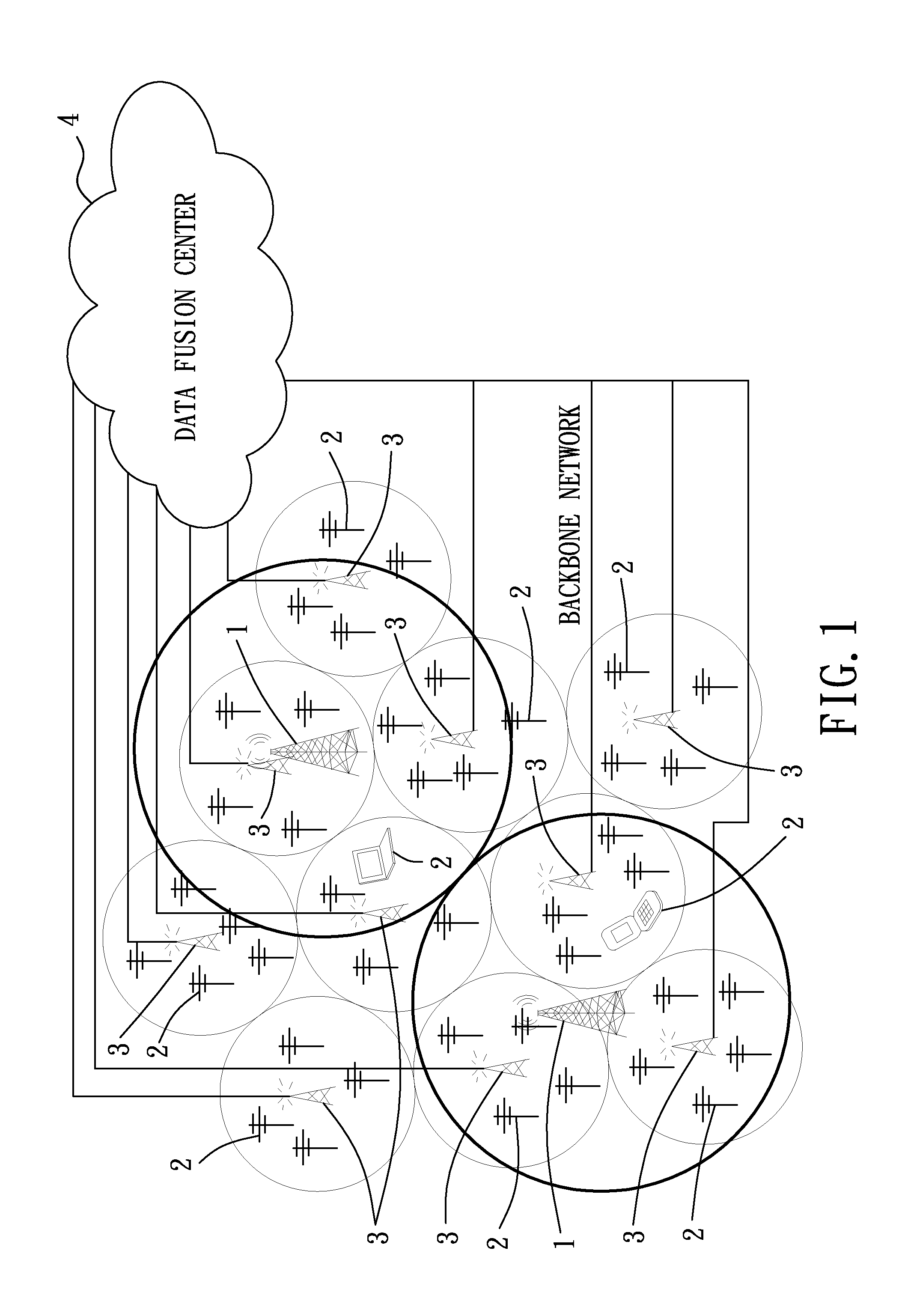 Cooperative spectrum sensing method and system for locationing primary transmitters in a cognitive radio system
