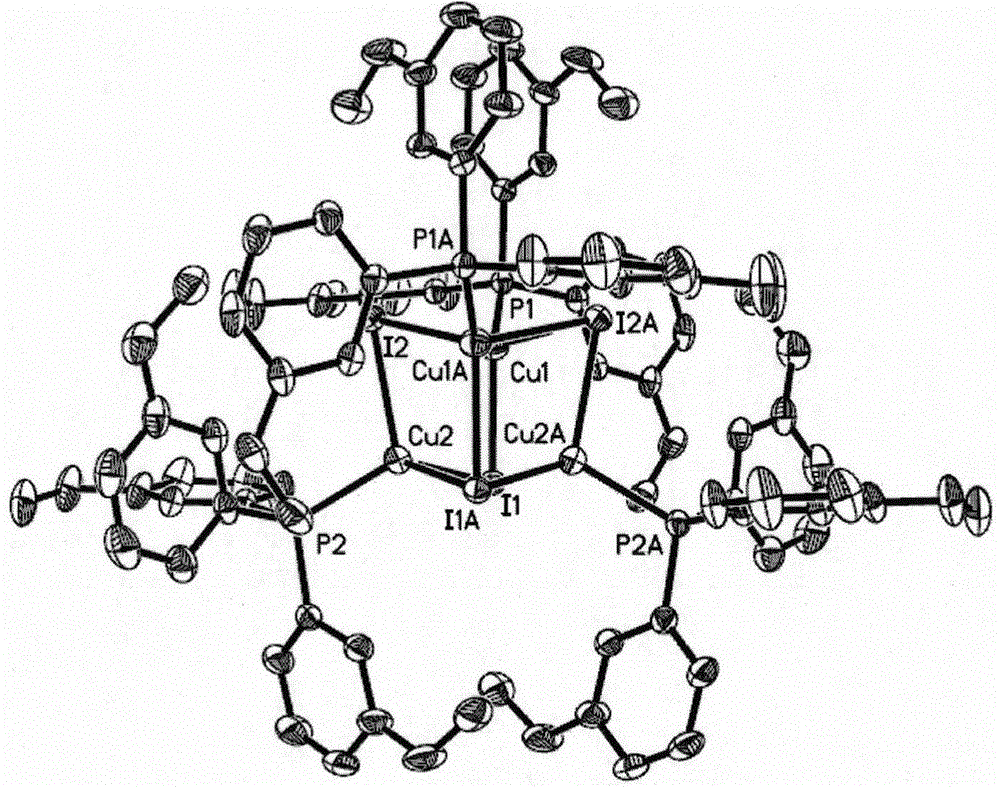 A copper iodide phosphine complex luminescent material containing cu4i4 cluster core