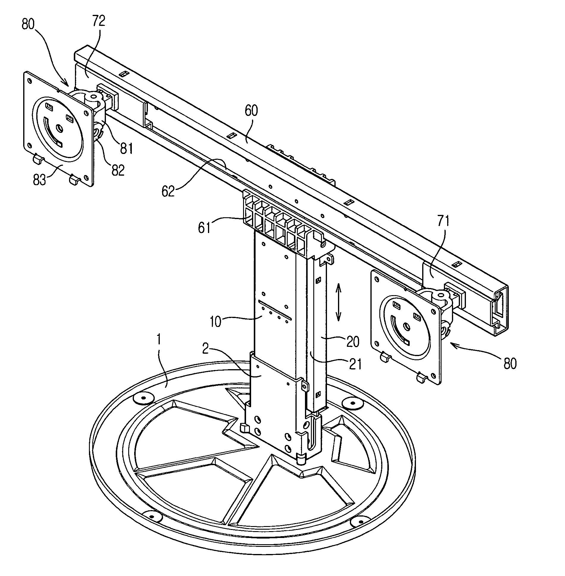 Supporting device for display units