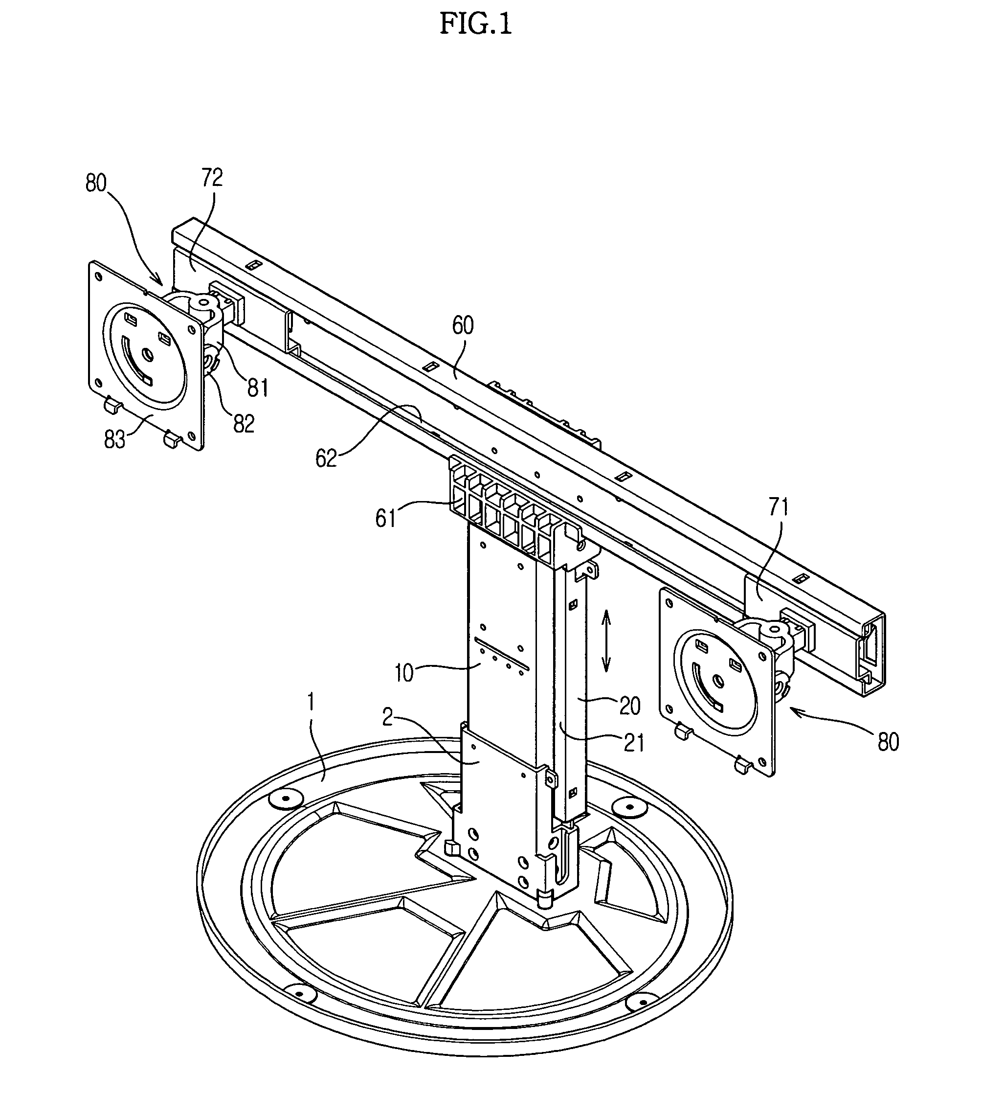 Supporting device for display units