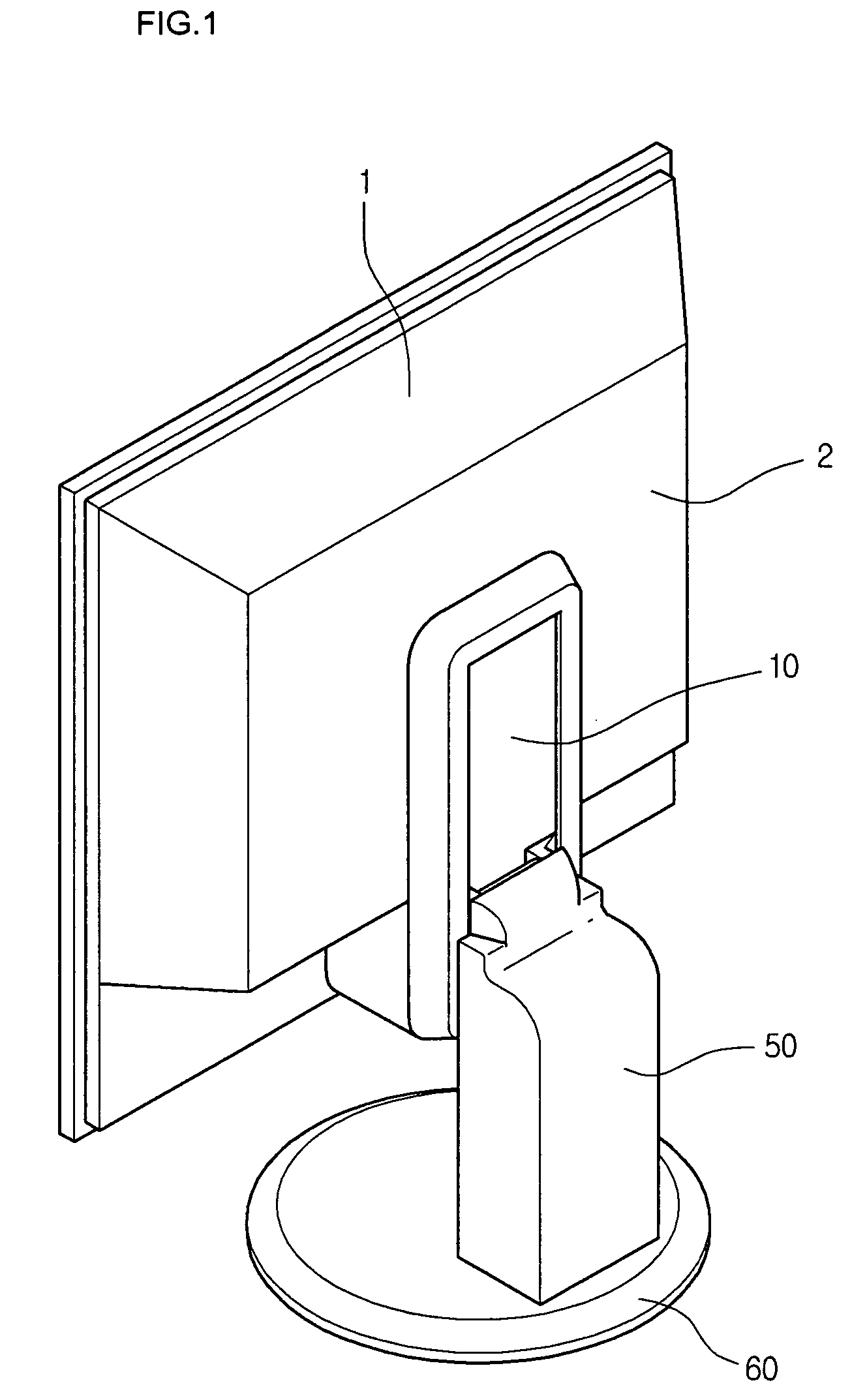 Height adjusting device of a display device and stand for display device