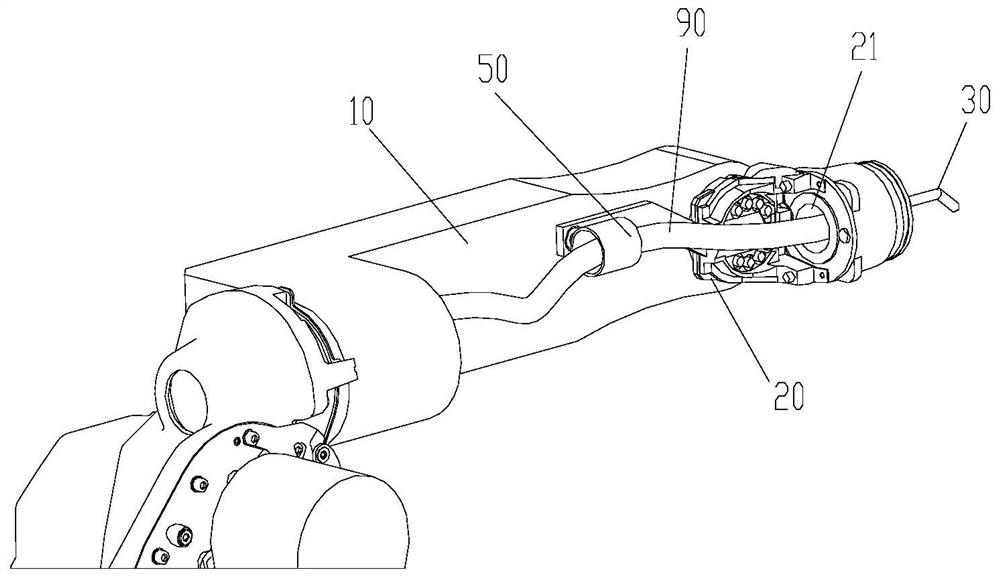 Articulated arm assembly and arc welding robot