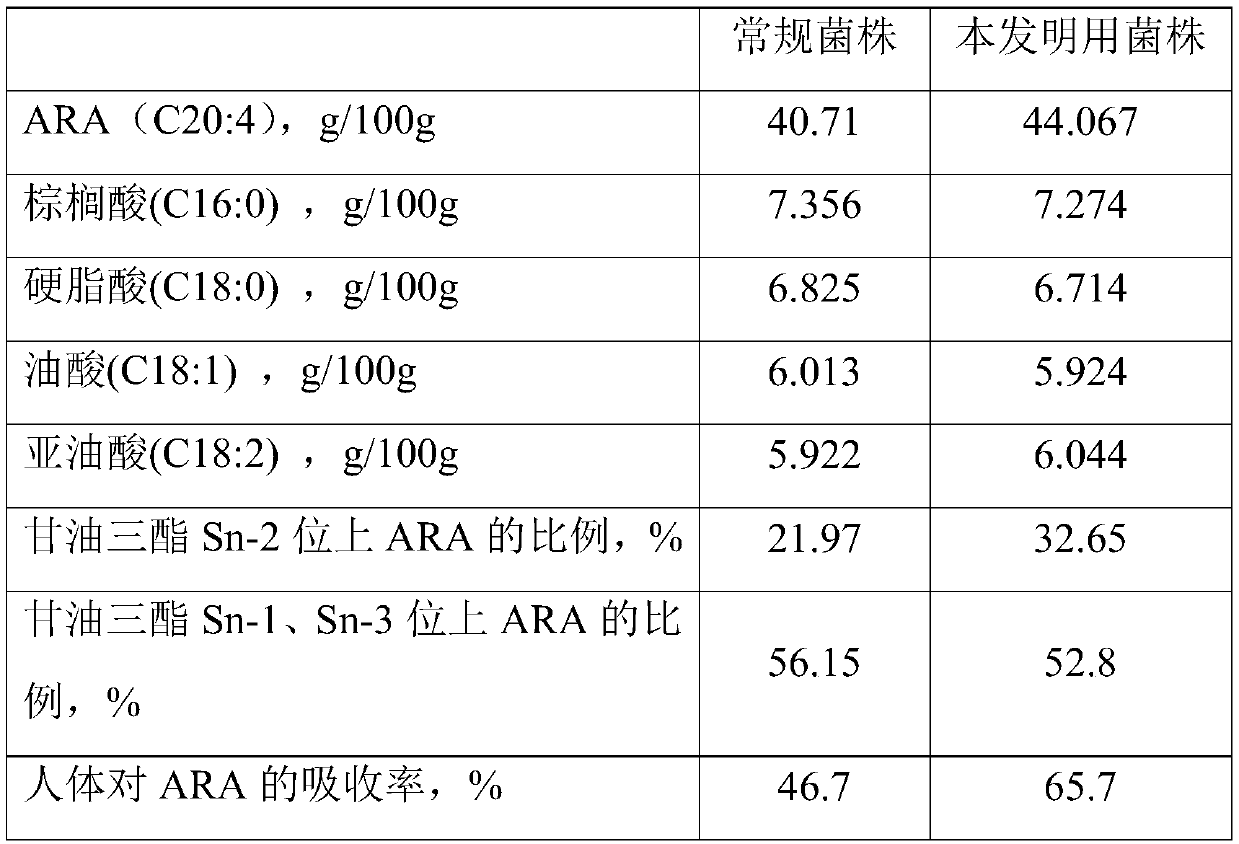 Microbial oil rich in Sn-2-site ARA as well as preparation method and application of microbial oil