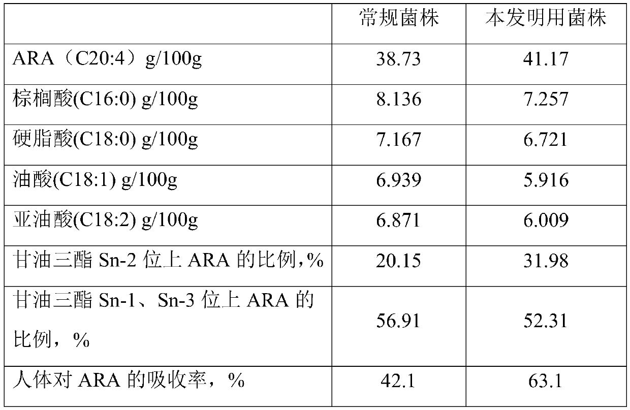 Microbial oil rich in Sn-2-site ARA as well as preparation method and application of microbial oil