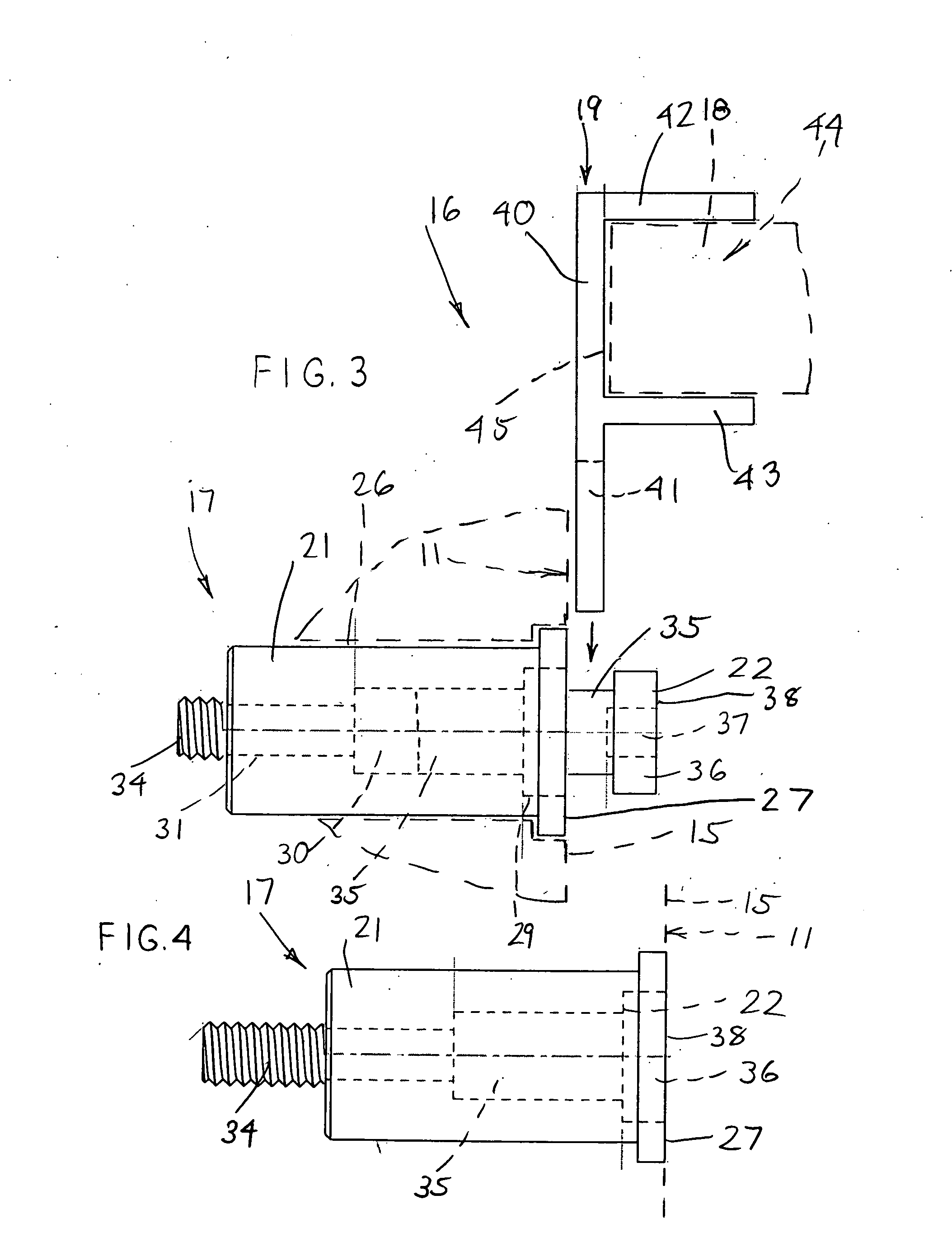 Shelf support pin arrangement