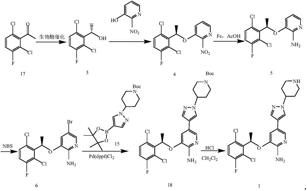 Synthetic method of crizotinib intermediate